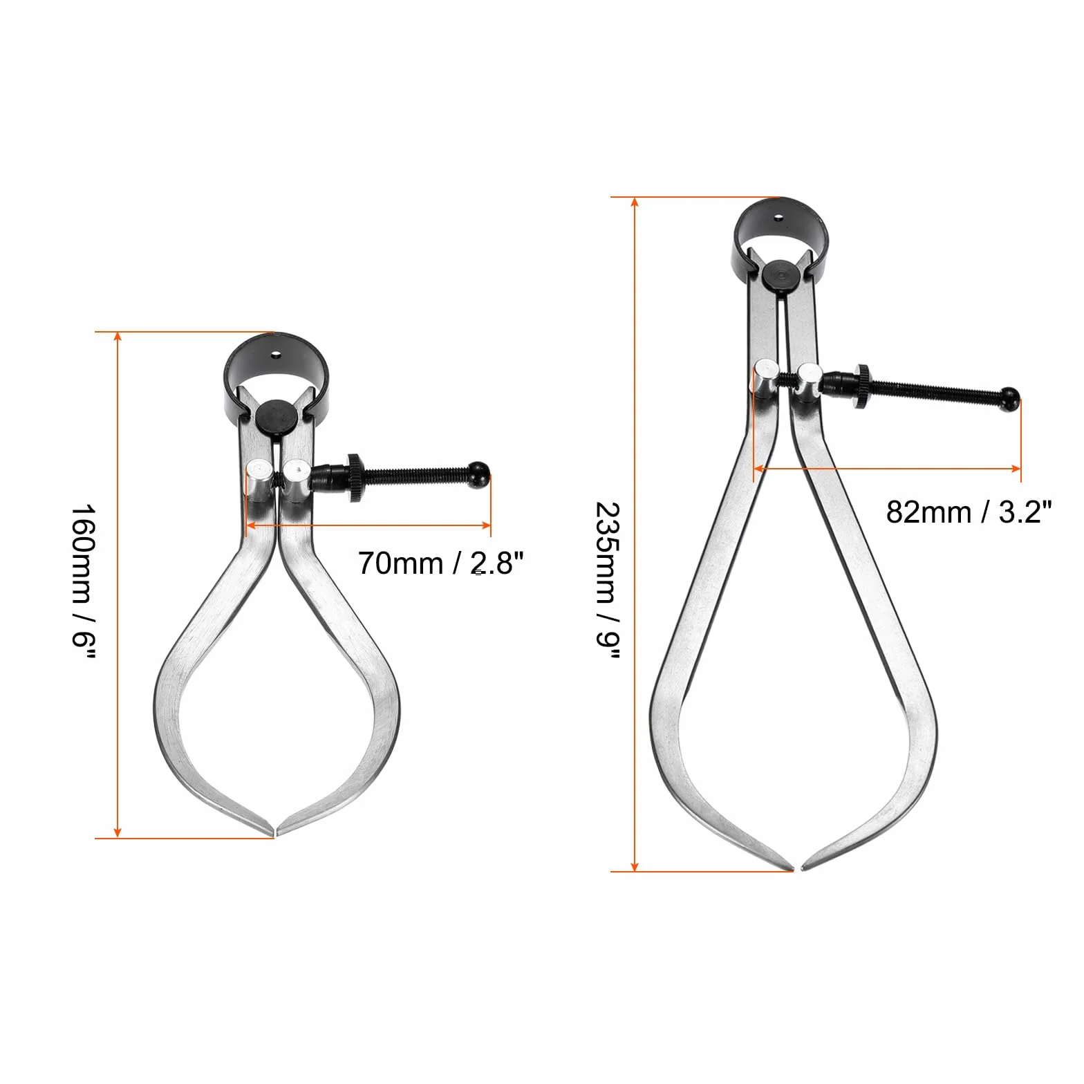 QUARKZMAN 2pz Molla Esterno Calibro 6" 9" Acciaio Inox Regolabile Molla Calibro Gamba Piegata per Legno Tornio Progetti