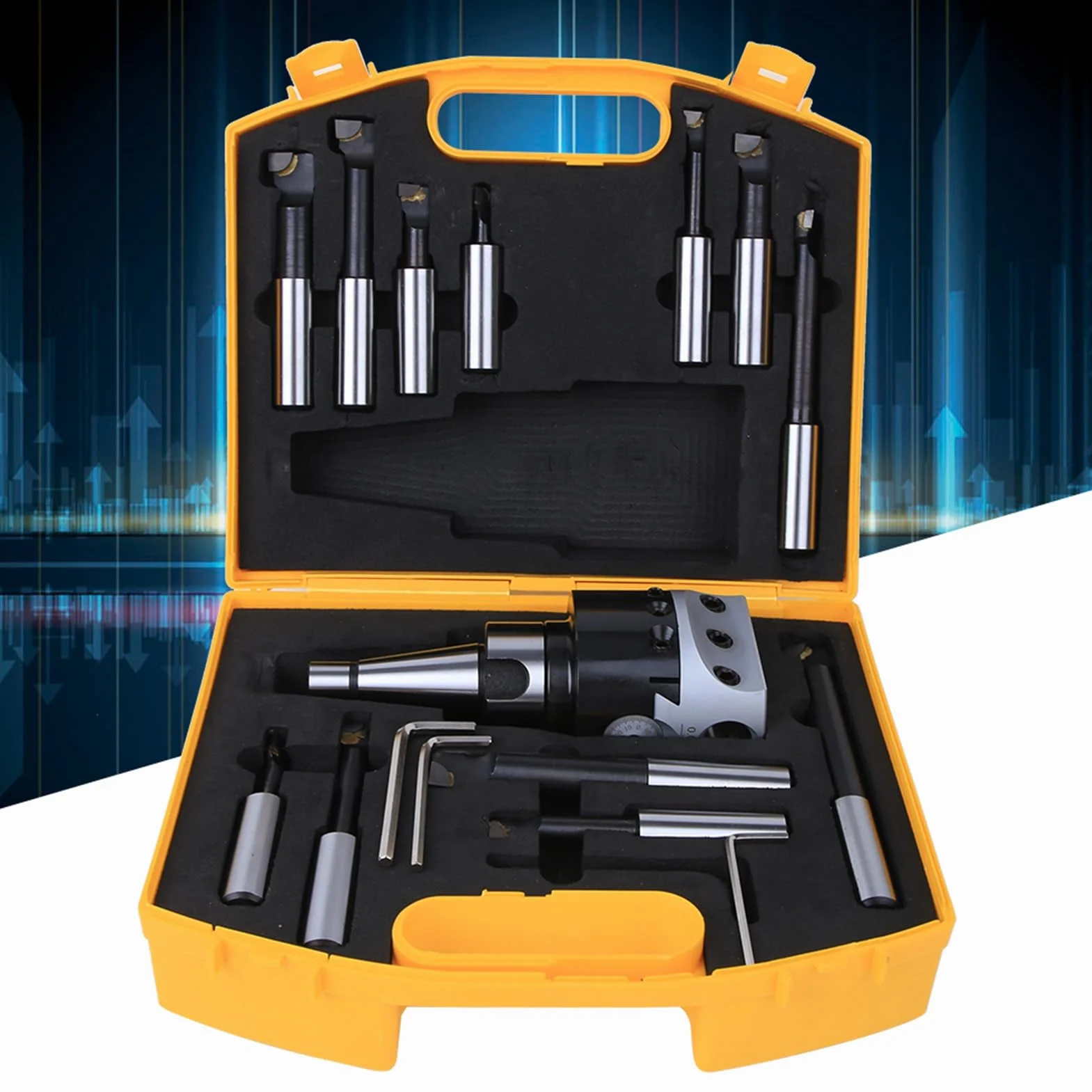 FLEXMAN Set di Teste per Alesatura da 3 Pollici, 1,5 18 40Cr Testa per Alesatura con Filettatura per Un'Eccellente Durezza e Tenacità Set con 12 Utensili per Alesatura (NT30-F1-18-12PZ)
