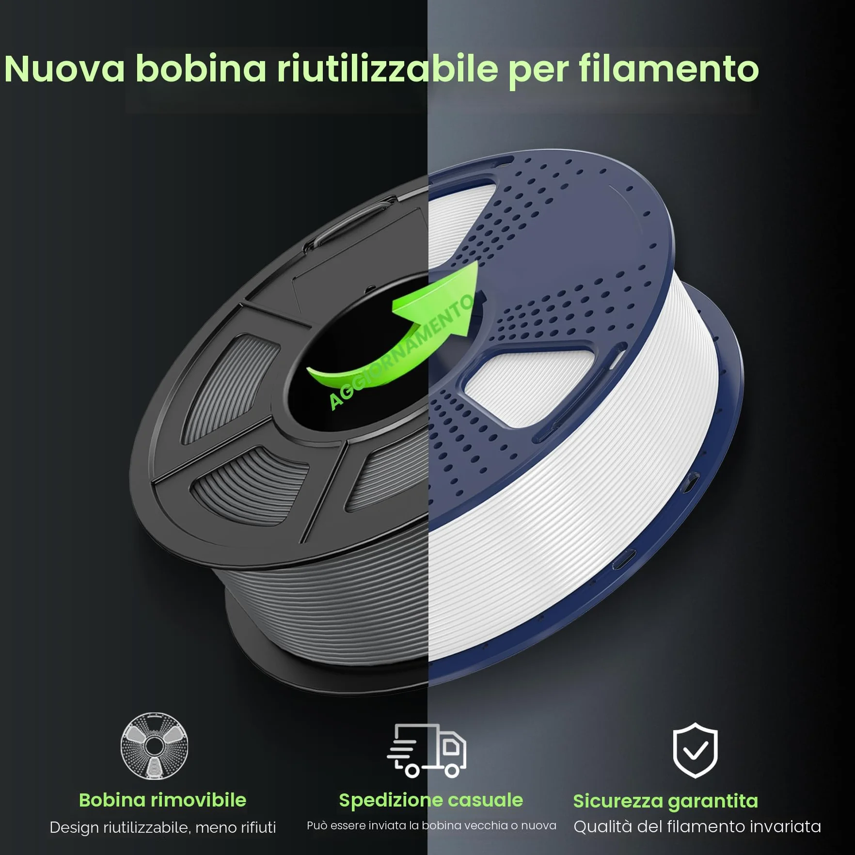 SUNLU HS-PLA Filamento 1.75mm 4KG Bianco per Stampante 3D Veloce