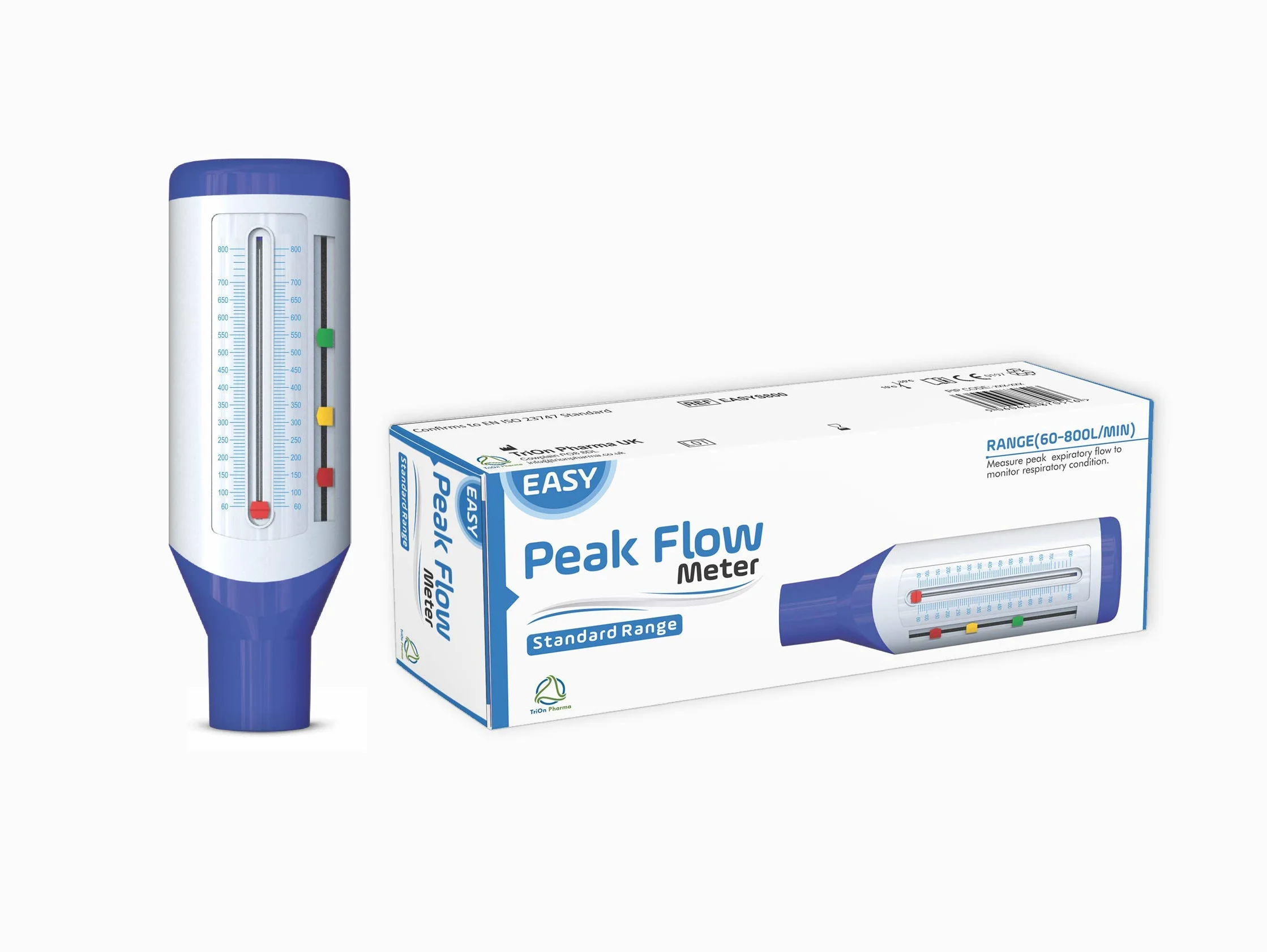 Easy Peak Flow Meterper adulti per monitorare la funzionepolmonare | Flussometroespiratorio | Gamma standard per adulti | Includereistruzioni e graficivuoti - Indicatori con codicecolore