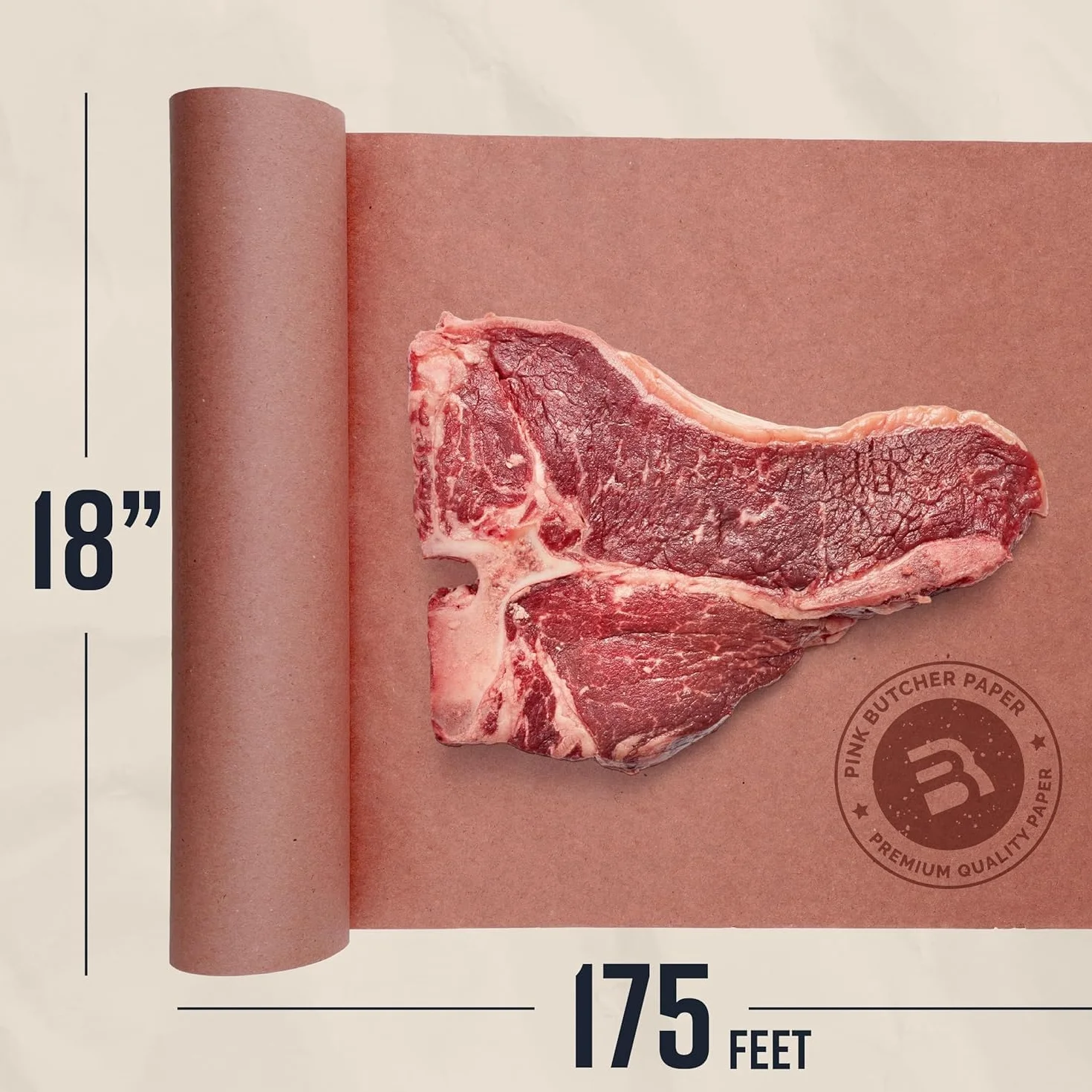 Bryco Goods Rotolo di carta da macellaio rosa con scatola dispenser, 45,7 cm x 45,7 cm (2100") carta alimentare per macellaio pesca per affumicatore, barbecue, grigliare, affumicare carne – prodotto