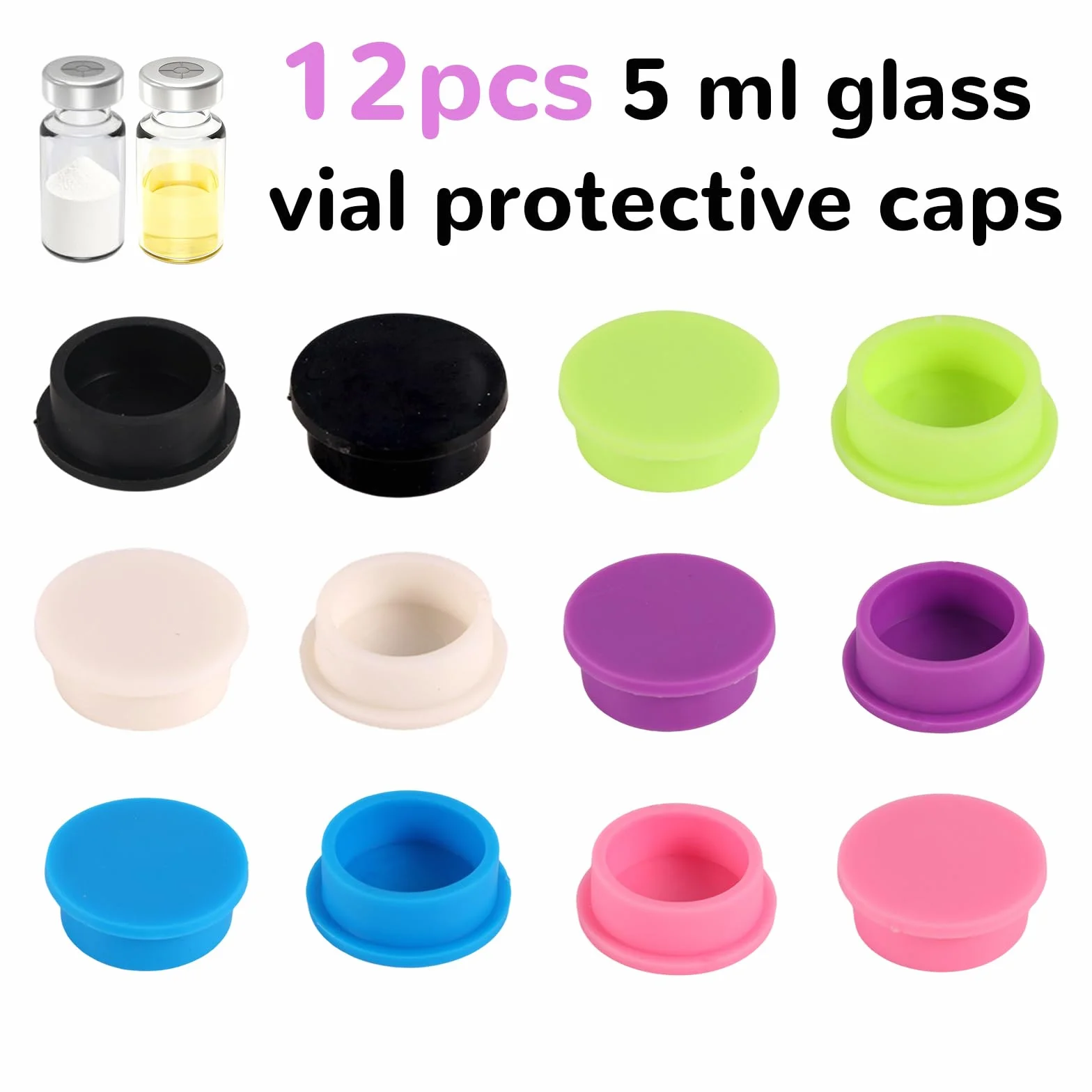Tappi Protettivi per Fiale 5-100 ml, 6 Colori, a Prova di Perdite e Polvere, Apertura a Scatto, per Uso Iniettabile e Laboratorio