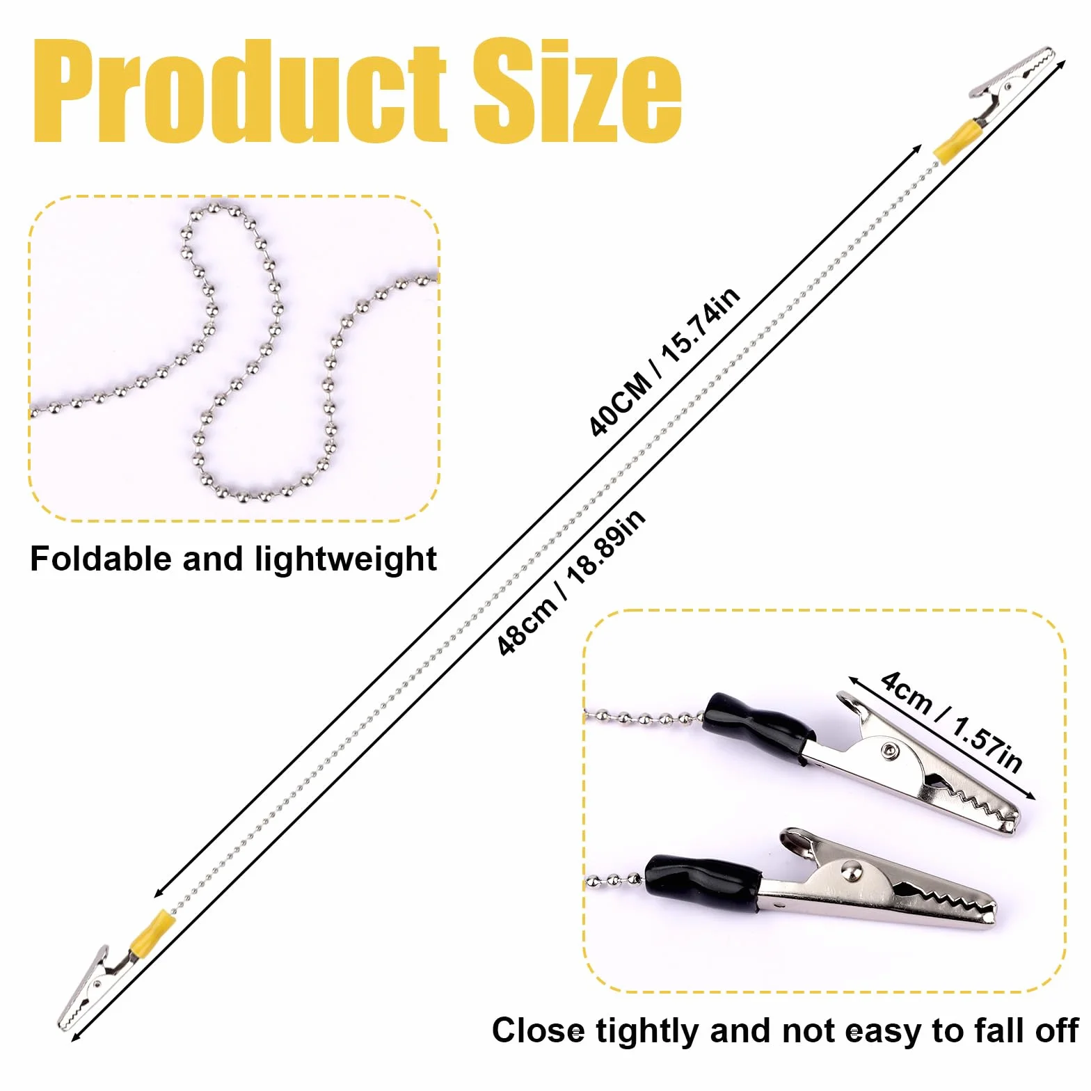Tinoaly 6pz Clip Bavoletto Dentale con Catena Tovaglioli 48cm Supporti Bavoletto Metallo per Cliniche Dentali