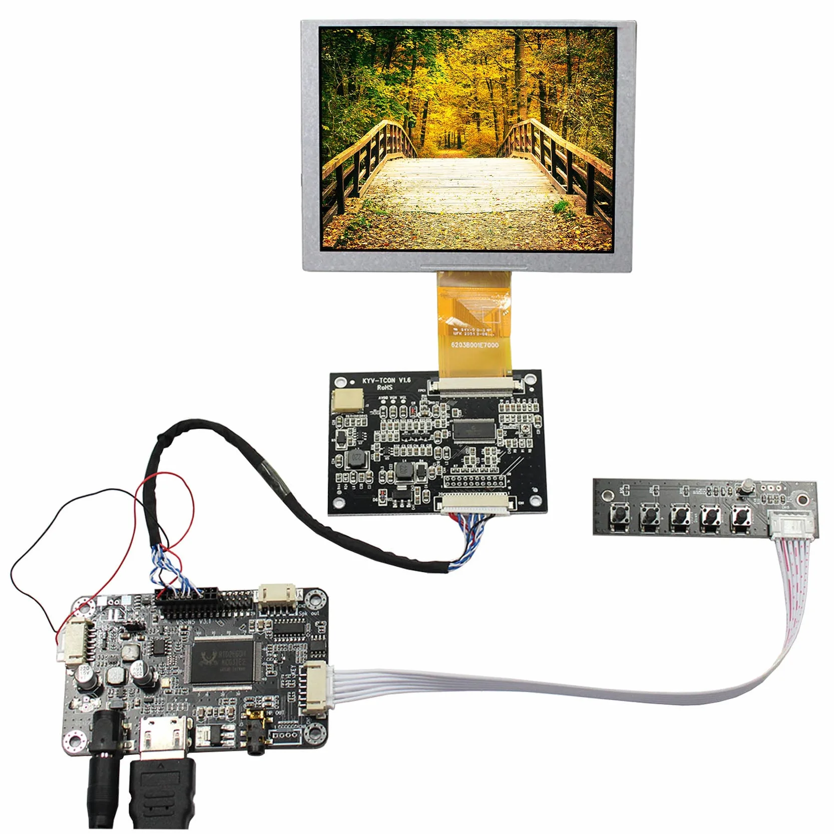 VSDISPLAY Schermo LCD TFT LED da 5 pollici ZJ050NA-08C 640 × 480 TFT LED e scheda controller LCD audio (pannello di ricambio AT050TN22)