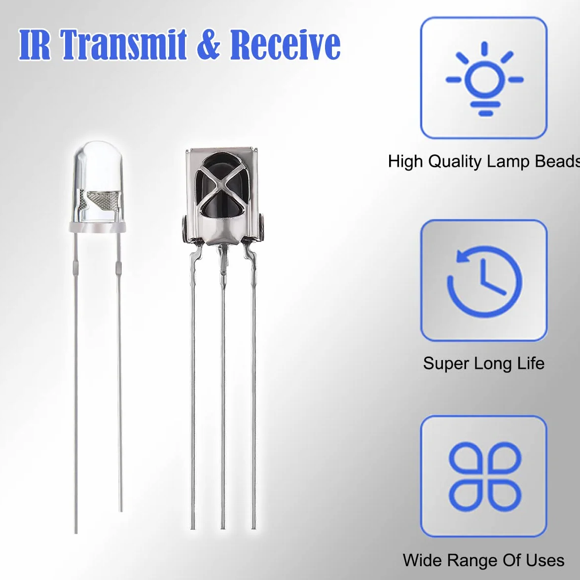 5mm Emettitore infrarosso + diodo ricevitore IR 18m per Arduino, 940nm Sensore LED ricevitore fotosensibile IC dedicato costruito/anti-interferenza forte, con resistore (20pairs)