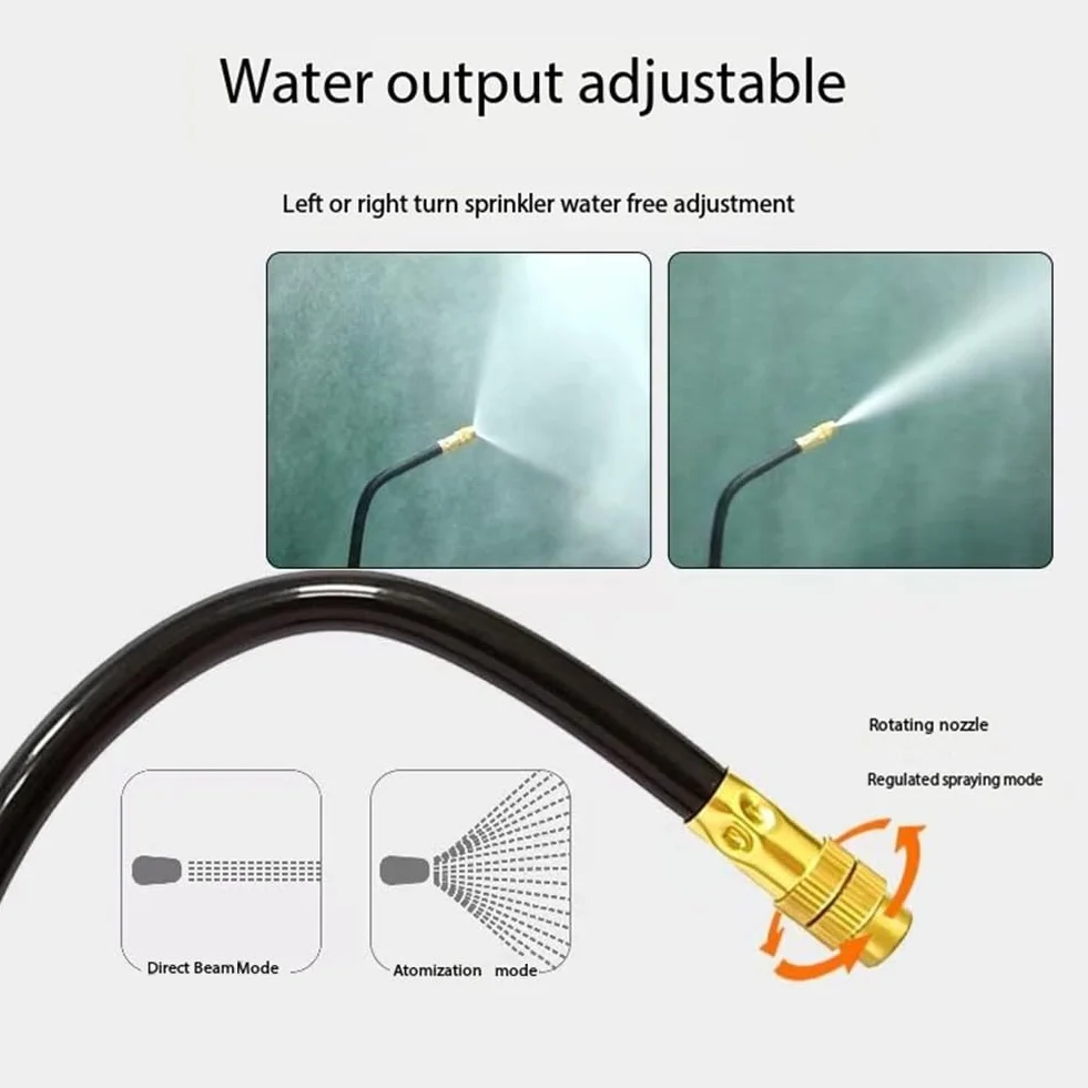 Ugello spruzzatore con raccordo a T Ugello nebulizzatore d'acqua Tubo flessibile Strumento per l'irrigazione delle piante resistente all'usura per sistemi di irrigazione Ugello atomizzatore + cinghi