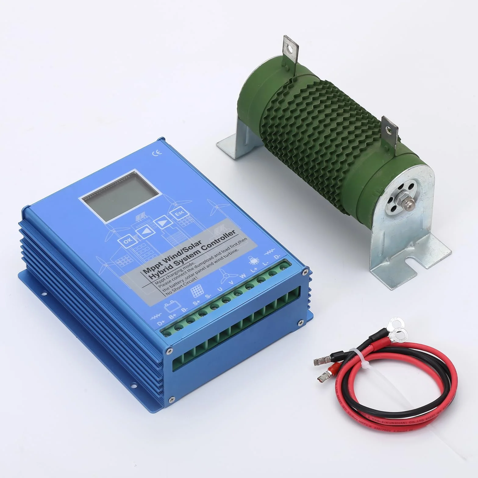Regolatore di carica ibrido eolico da 1600 W, MPPT con funzione di carica boost, generatore eolico da 1000 W e pannello solare da 600 W, regolatore di batteria da 12 V/24 V, con funzione di dump