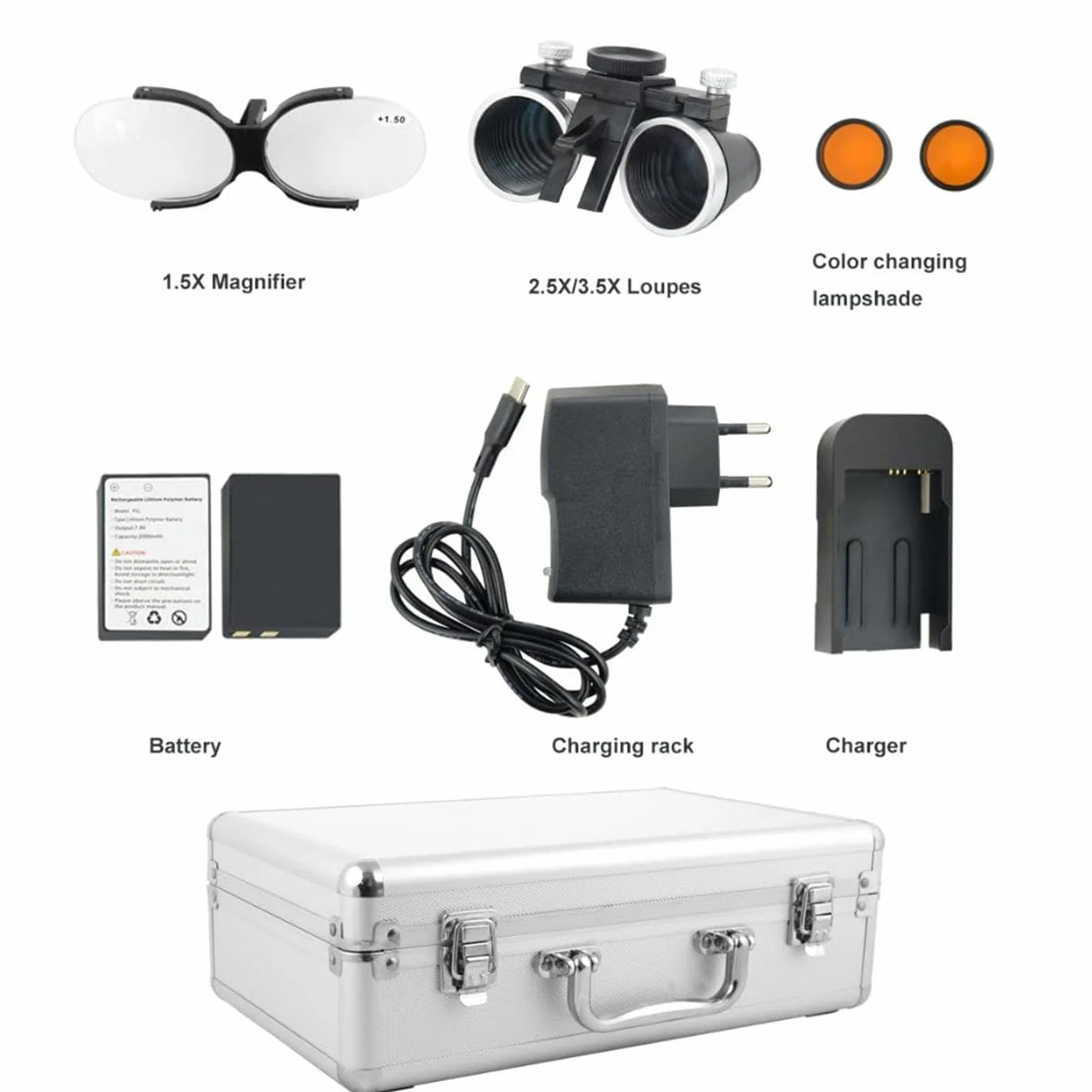GeRRiT Lampada Frontale odontoiatrica da 5 W, Lampada Frontale a LED per ingrandimento 3,5X Occhialini binoculari Lampada Frontale chirurgica per Dentista Attrezzatura da Laboratorio,3.5X