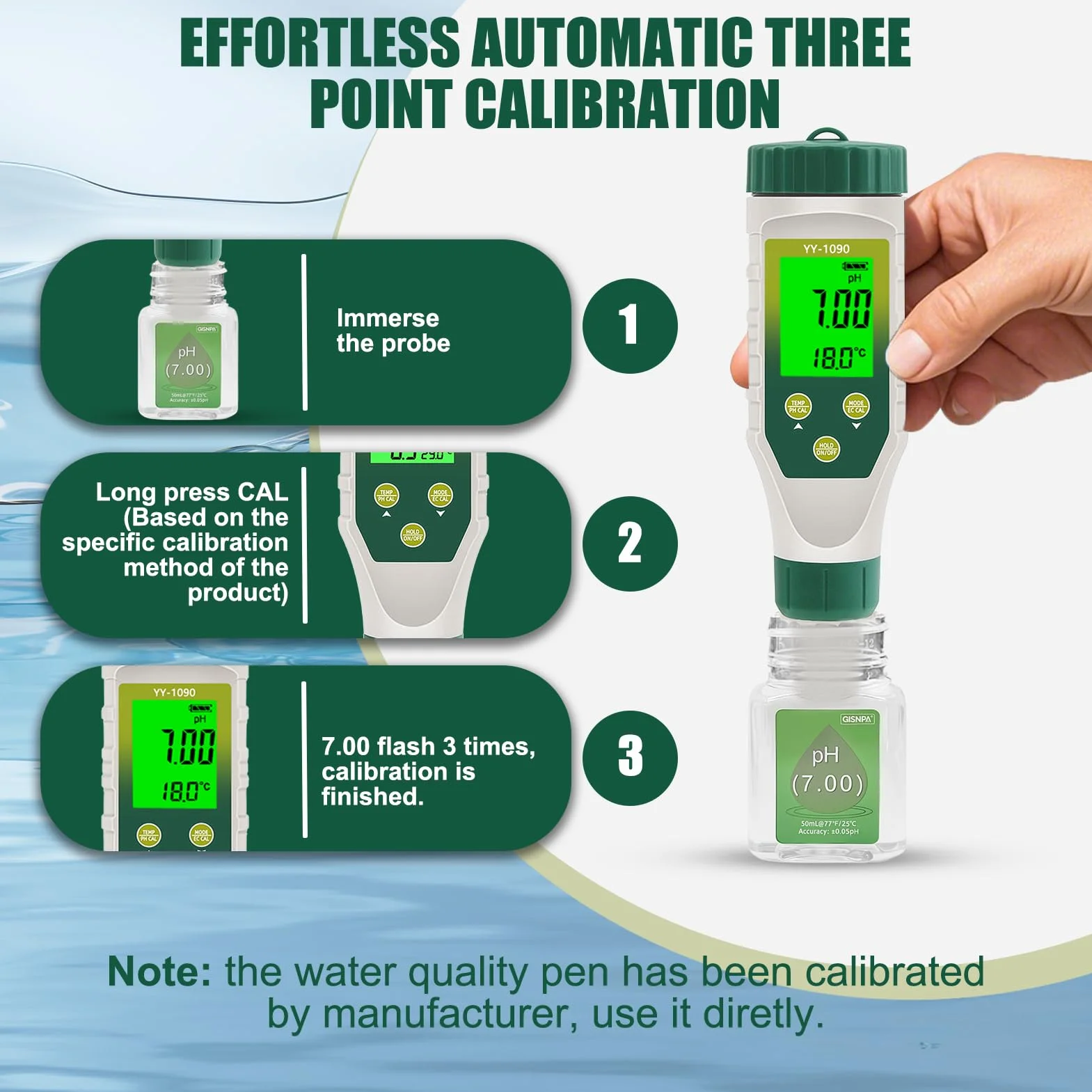 Misuratore PH 5 in 1, PH EC TDS Salinità Temperatura Meter con Innovativo Display Simultaneo Tre Dati, IP67 Impermeabile Tester Salinità PH per Piscina, Acqua Potabile, acquari, idroponia