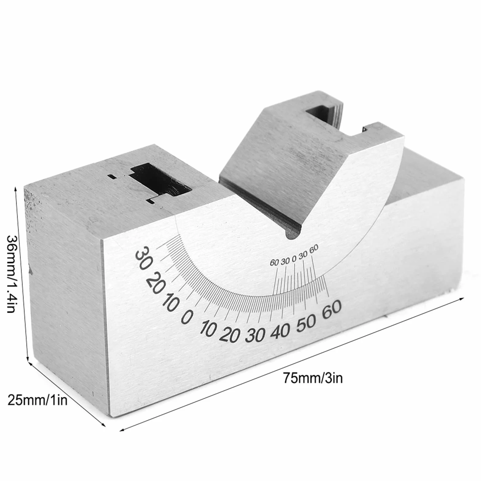 Fresatura a Blocco Ad Angolo V, 75 X 25 X 36 AP30 Blocco a V con Angolo Regolabile Misurazione di Precisione Micro Fresatura Regolazione Blocchi Angolari Pialla per Fresatrice