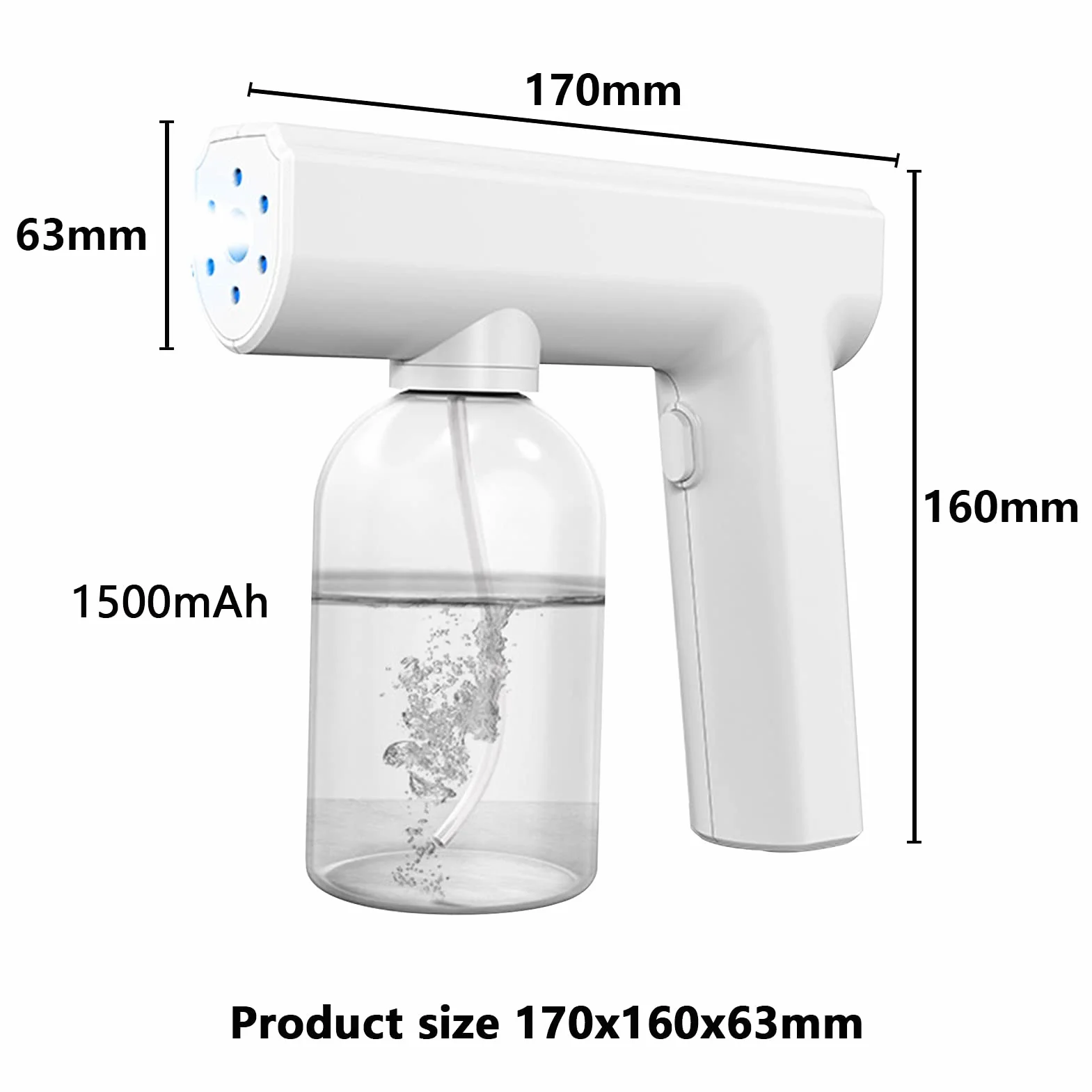 Nano atomizzazione disinfettante pistola a spruzzo, senza fili luce blu sterilizzazione vapore macchina nebbia (bianco)