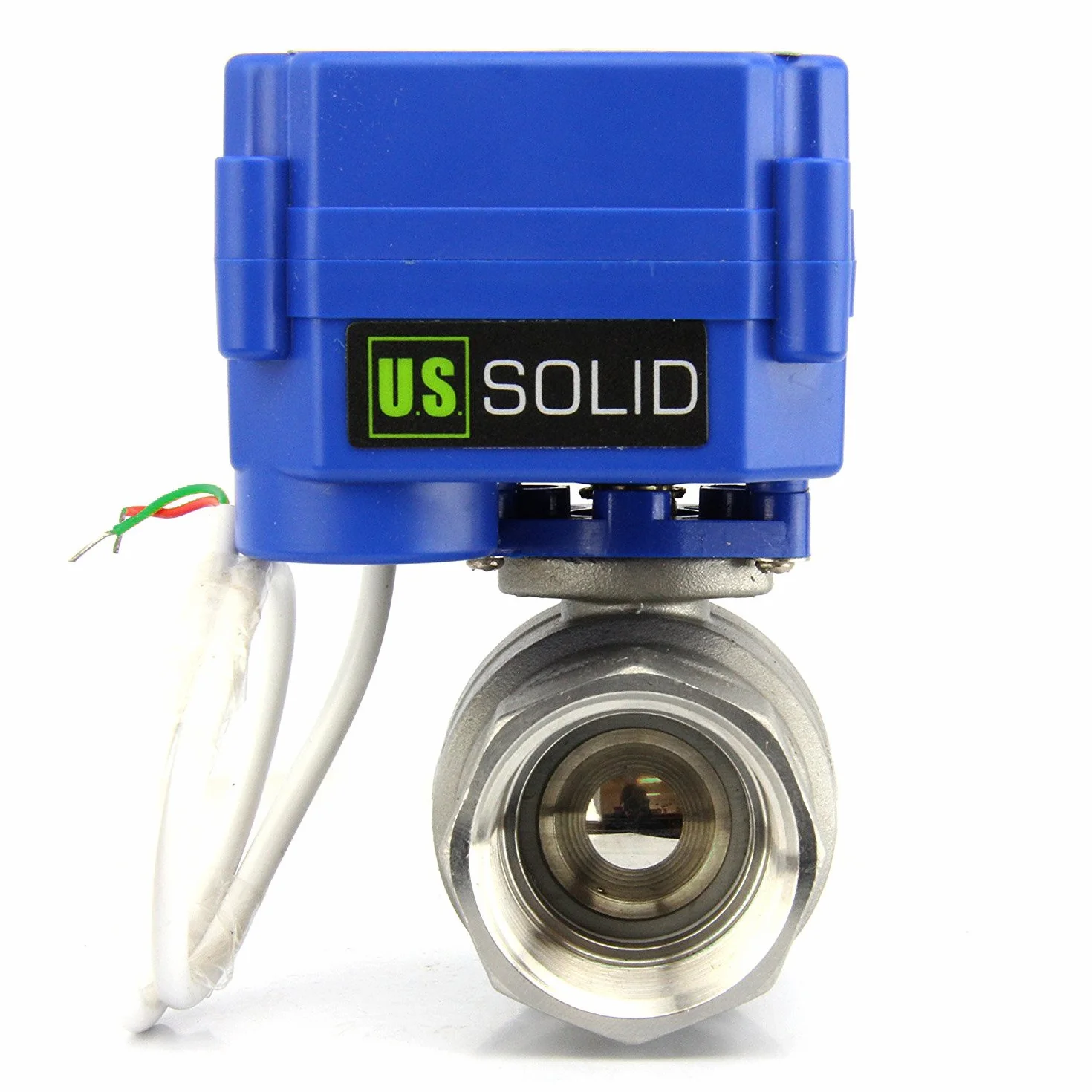 U.S. Solid 1" Valvola a sfera motorizzata in acciaio inox – 9-24V AC/DC, 2 fili, ritorno automatico, normalmente chiusa, porta standard