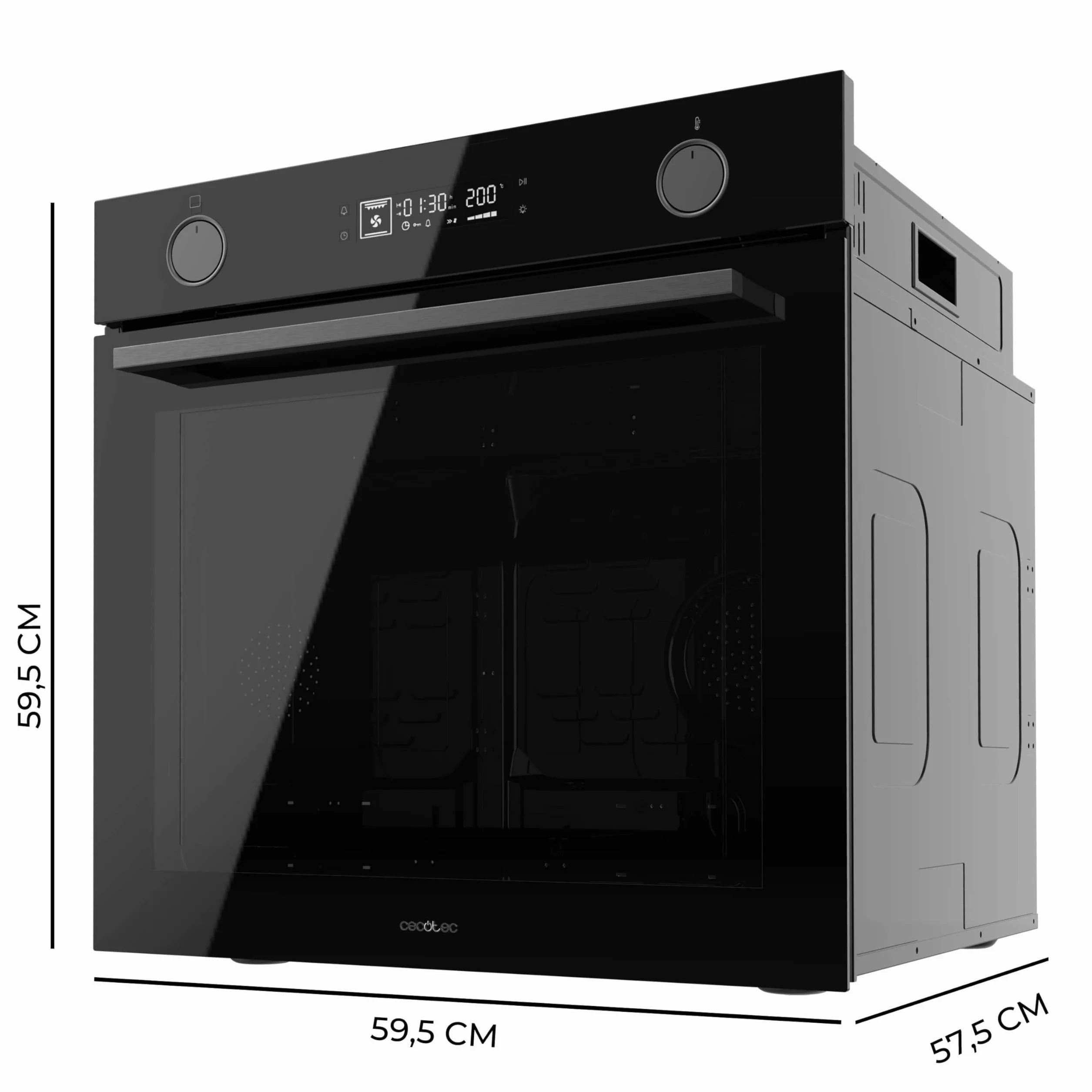Cecotec Forno Multifunzione da Incasso - Air Fryer Bolero Hexa Af326000 Glass Black A. 2800W, 73L, 12 Funzioni, Basso Consumo, Steam Base XXL, Steam Assist, Steam Easyclean, Pizza Master, Modalità Eco