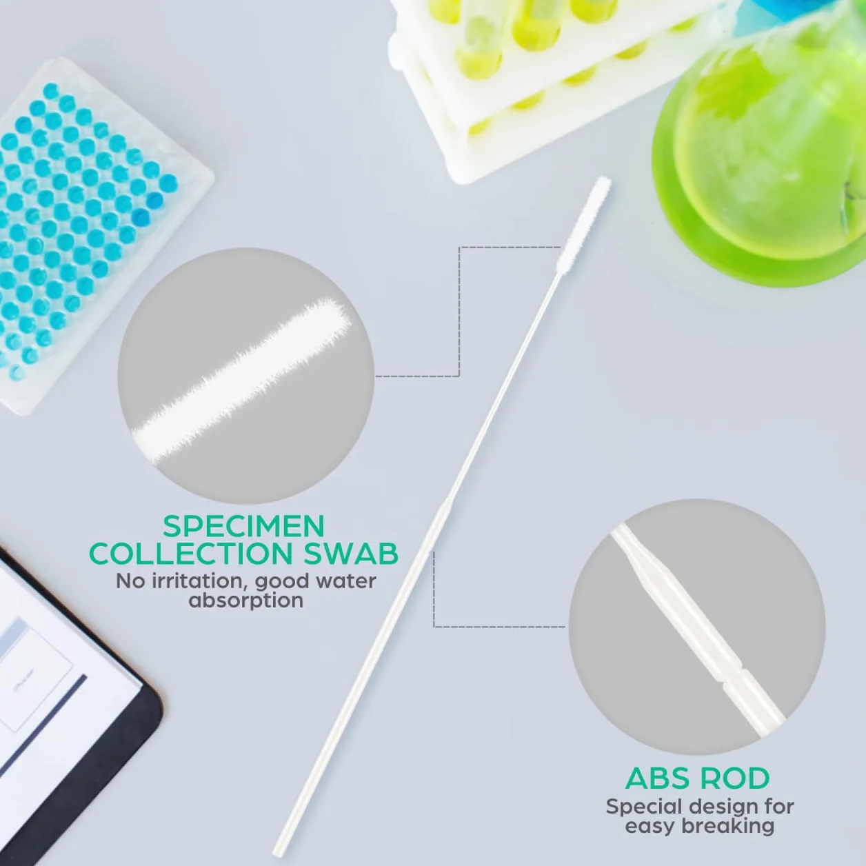 iplusmile Tamponi nasofaringei sterili, con punta in cotone, applicatori in nylon, 20 pezzi