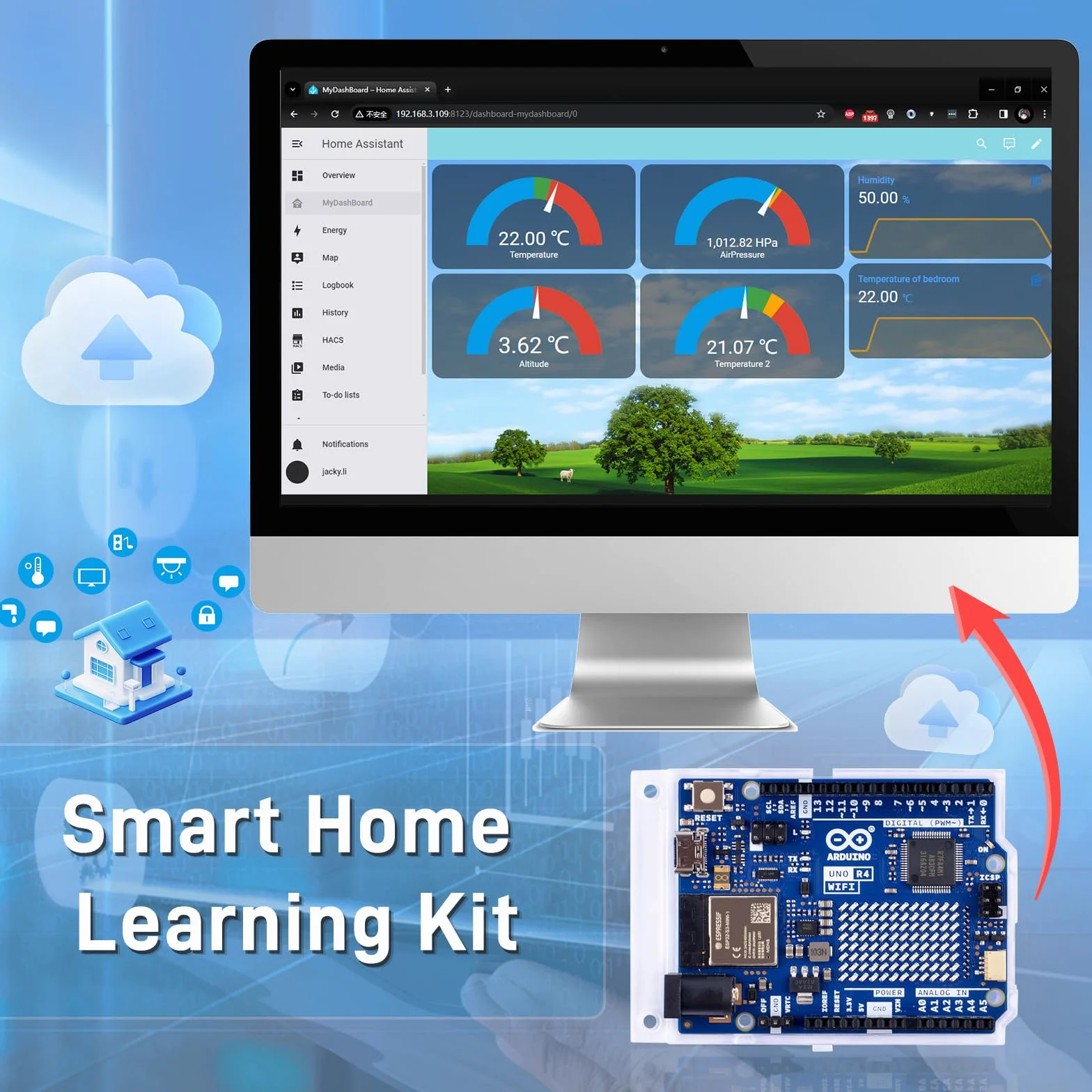 GeeekPi UNO R4 WiFi Ultimate Starter Kit, with Original UNO R4 WiFi, Smart IoT & Basic Sensor Projects with Tutorials, Compatible with Arduino IDE, Includes Various Sensors and Accessories