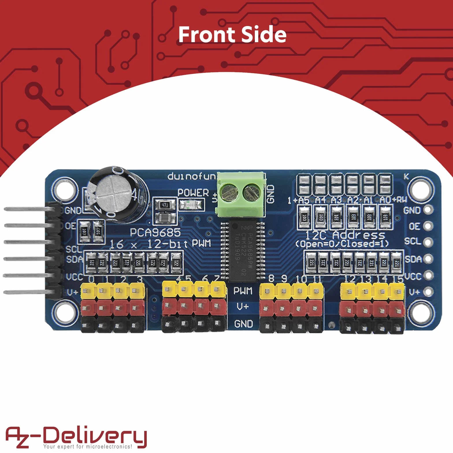 AZDelivery 5 x Modulo PCA9685 16 Canali 12 Bit Servo Motori compatibile con Arduino e Raspberry Pi incluso un E-Book!