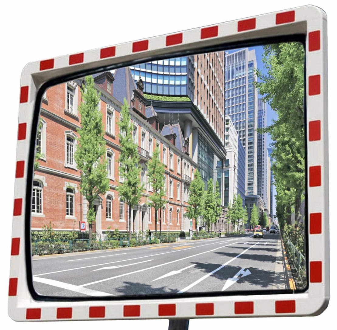 Specchio per Traffico Stradale Professionale Convesso con Riflettori Parabolico Rettangolare 40 cm x 60 cm
