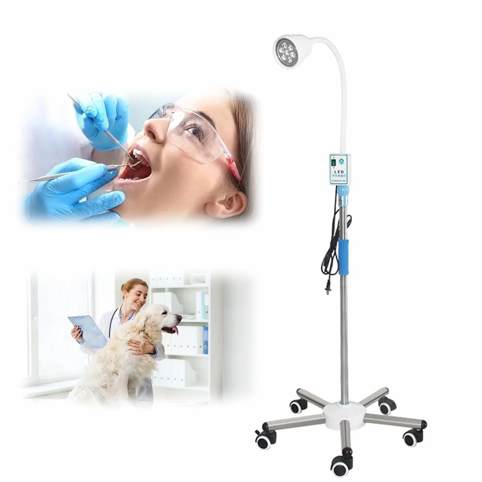 Lampada per Visita Ginecologica, Lampada Scialitica Girevole a 360°, Lampada per Visita Medica Mobile, LED Chirurgica Lampada, per Pazienti Ambulatoriali di Ginecologia
