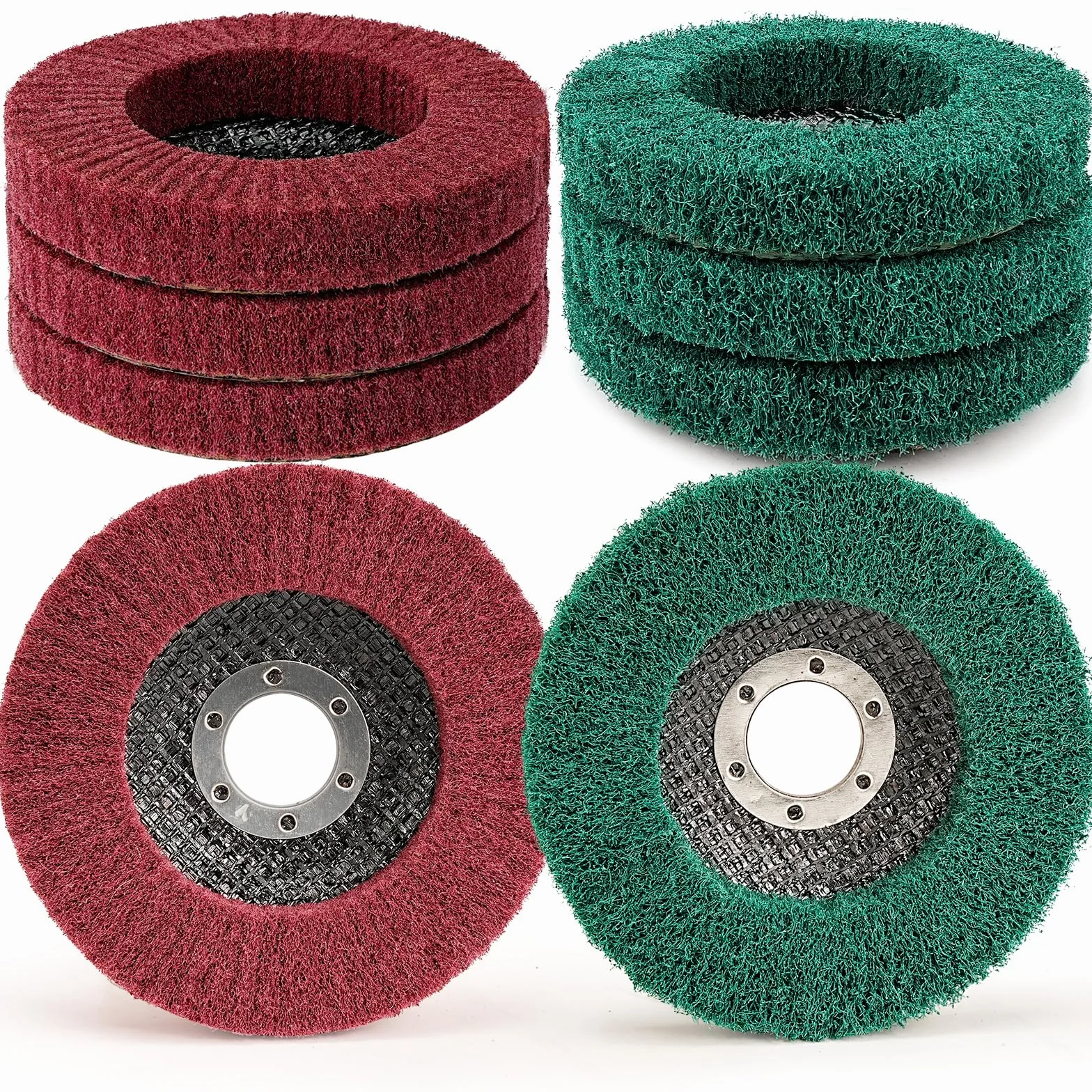 SI FANG 12,5 x 2,2 cm Disco di levigatura a lamelle in fibra di nylon, Set di 8 Grit 320/180 Ruota di lucidatura per smerigliatrice angolare, per la pulizia, la sbavatura e la rimozione della ruggine