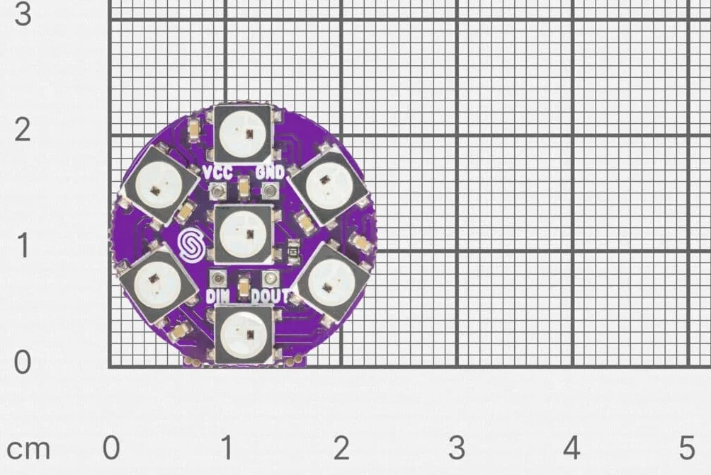 Soldered Smart LED WS2812B - Anello con 7 LED RGB | 5 V | Made in EU | 333055