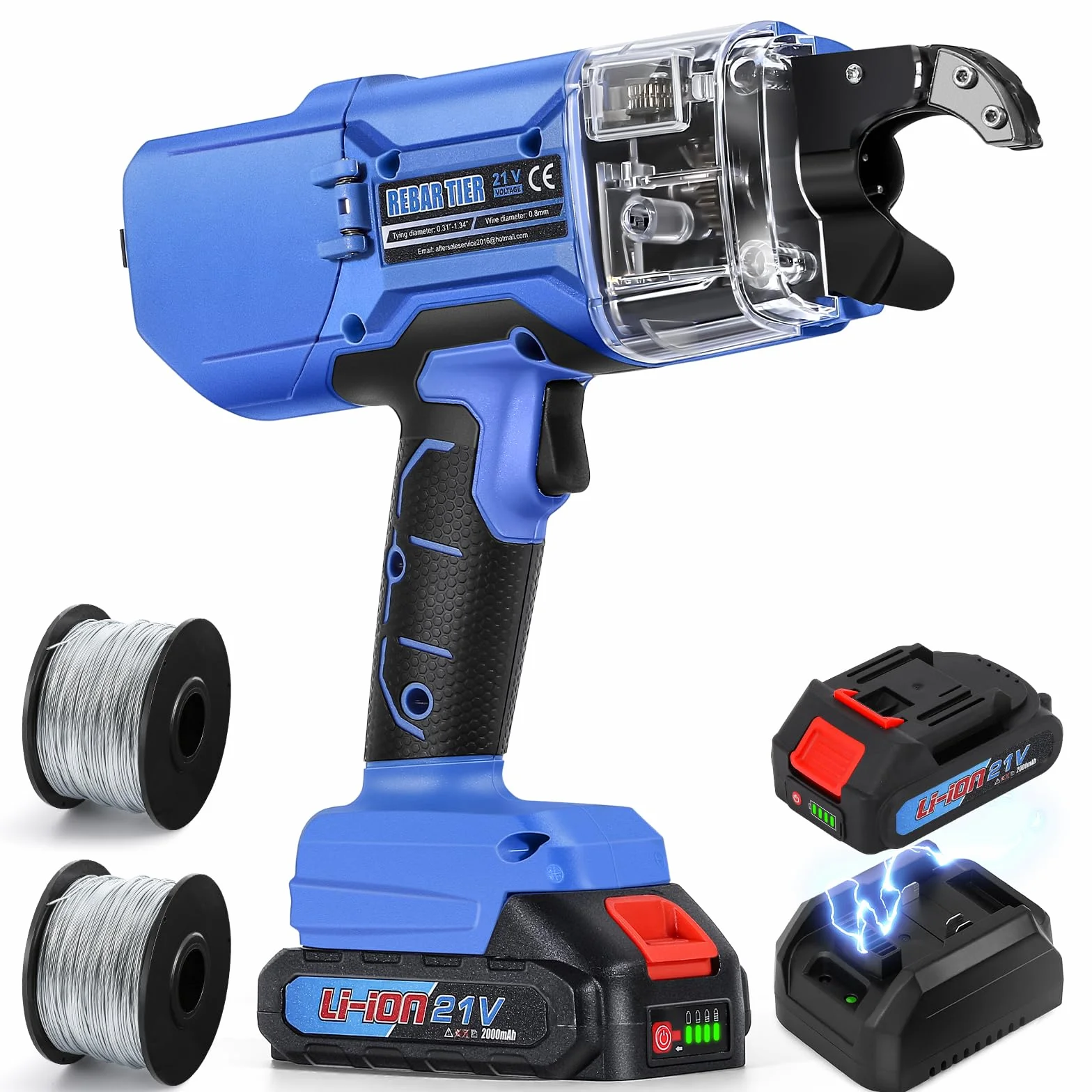 NEWTRY 20 V - Legatrice per ferraglia automatica per barre in acciaio da 0,3 a 1,33 pollici (7 ~ 34 mm), con 2 pezzi. 2.0 Ah Batteria e Caricabatterie