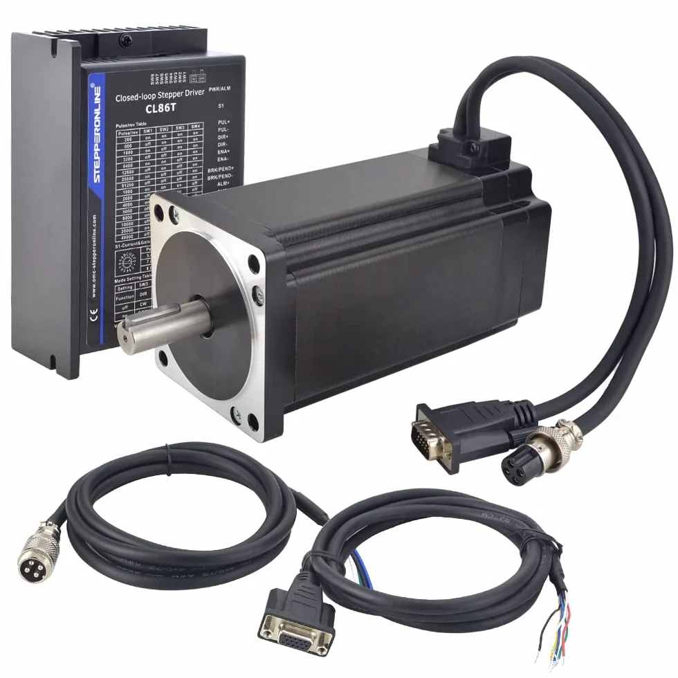 STEPPERONLINE 1 asse closed loop motore passo-passo kit 12 Nm 1000PPR Nema 34 motore stepper & motore passo-passo driver CL86T-V41 0~8,2A 24~80VDC per macchina per incisione CNC