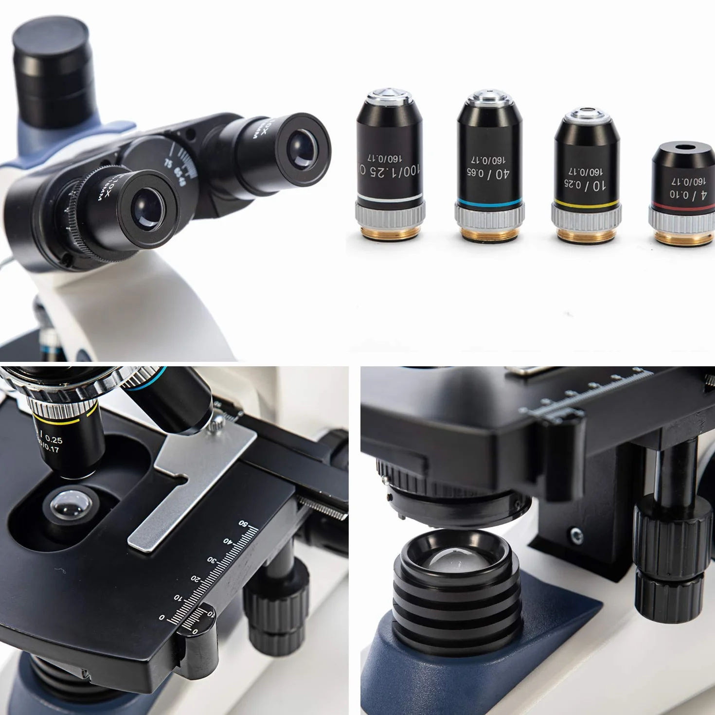 SWIFT SW380T Microscopio 40X-2500X, Microscopio da Laboratorio Composto Trinoculare per la Ricerca con Oculari WF 10X/25X, Tavolino Meccanico, Messa a Fuoco Ultraprecisa, Compatibile con Fotocamera