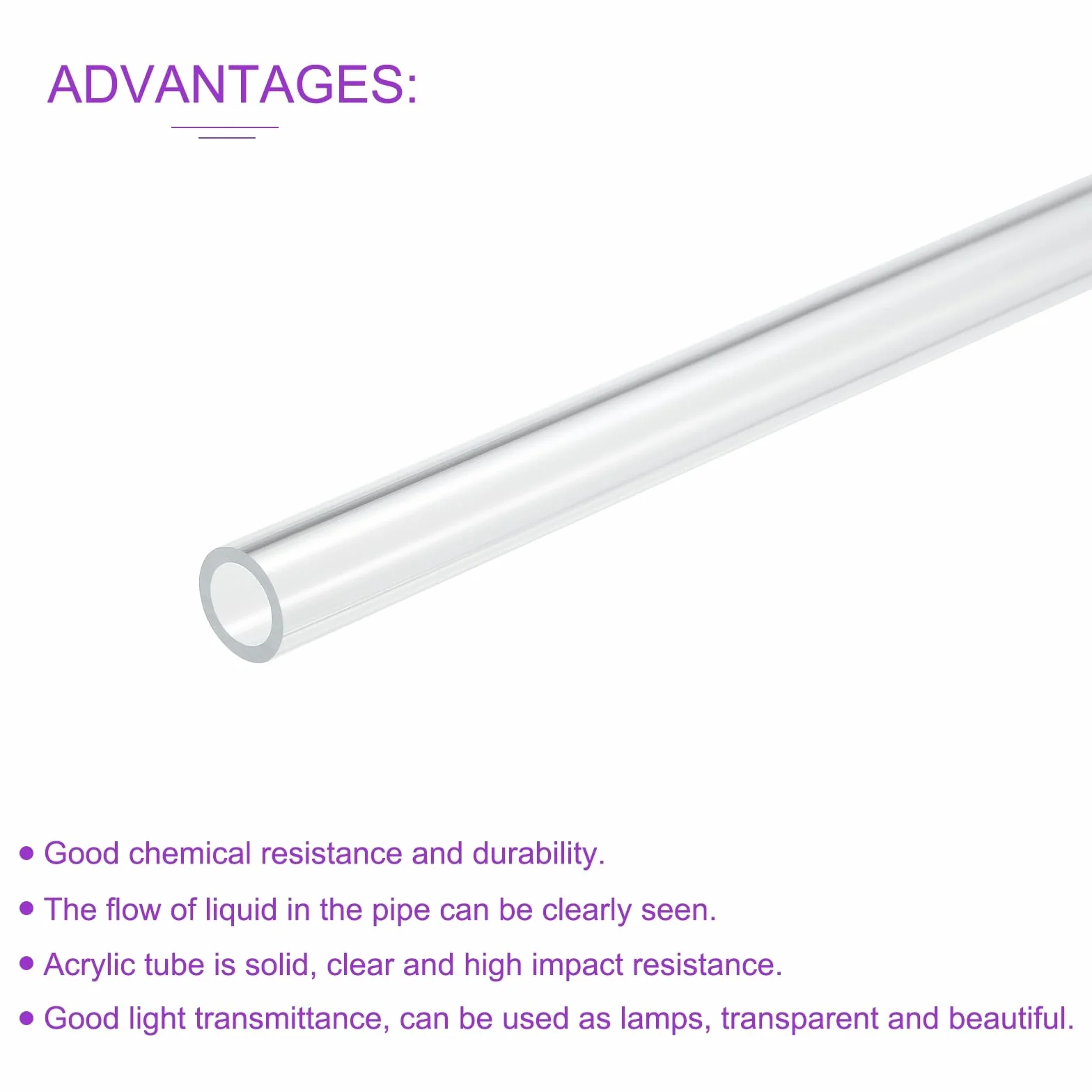 DMiotech 4Pz Tubo in Plastica Rigida di Acrilico Trasparente 10mm x 14mm (3/8" x 9/16") 10" per Tubi Acqua Acquario, Sistemi di Raffreddamento ad Acqua, Idraulica