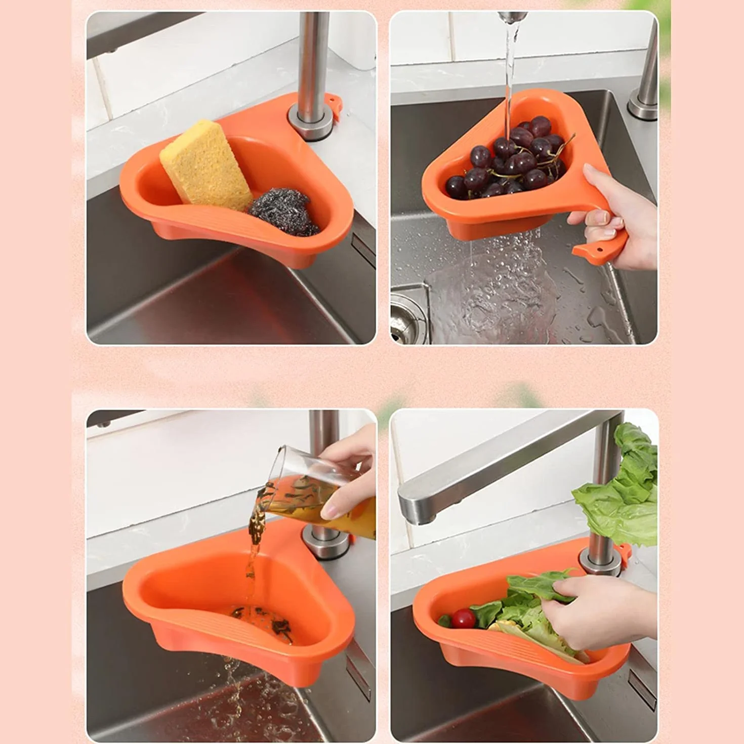 3 Pezzi Cestino Scolapiatti da Lavello Portaoggetti per Lavandino Cestello Filtri per Lavello Cigno Cestello di Scarico da Cucinaper Riporre Frutta,Verdura,Spazzatura,Avanzi Multifunzione