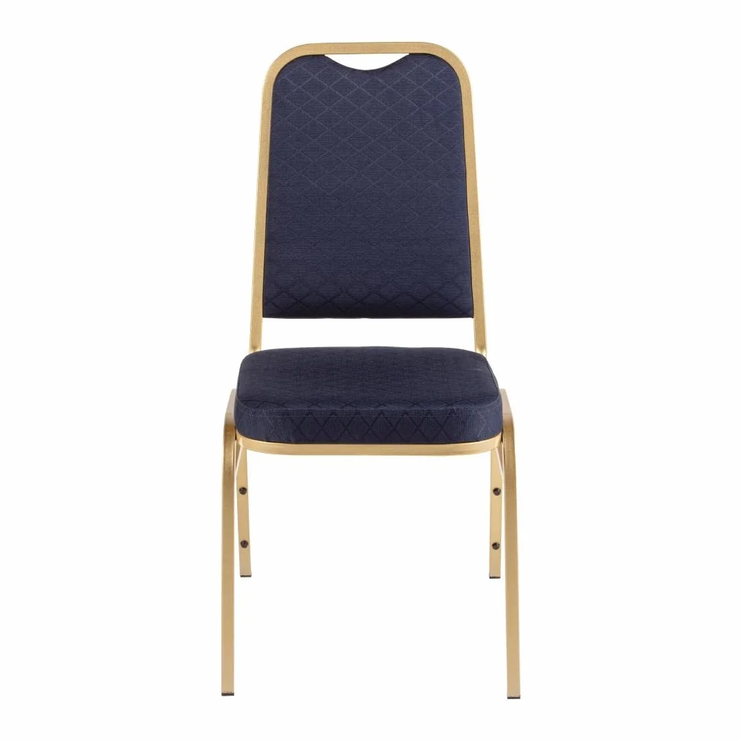 Bolero, DL015 sedia da banchetto, schienale quadrato, tessuto blu, struttura dorata (4 pezzi)