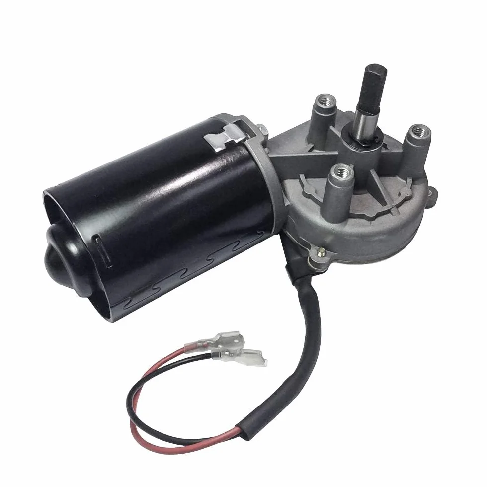 DC Gear Motor 12V 50rpm elettrico motoriduttore a vite senza fine con doppio albero piatto (scatola ingranaggi destra), a basso rumore, adatto per la sostituzione porta del garage