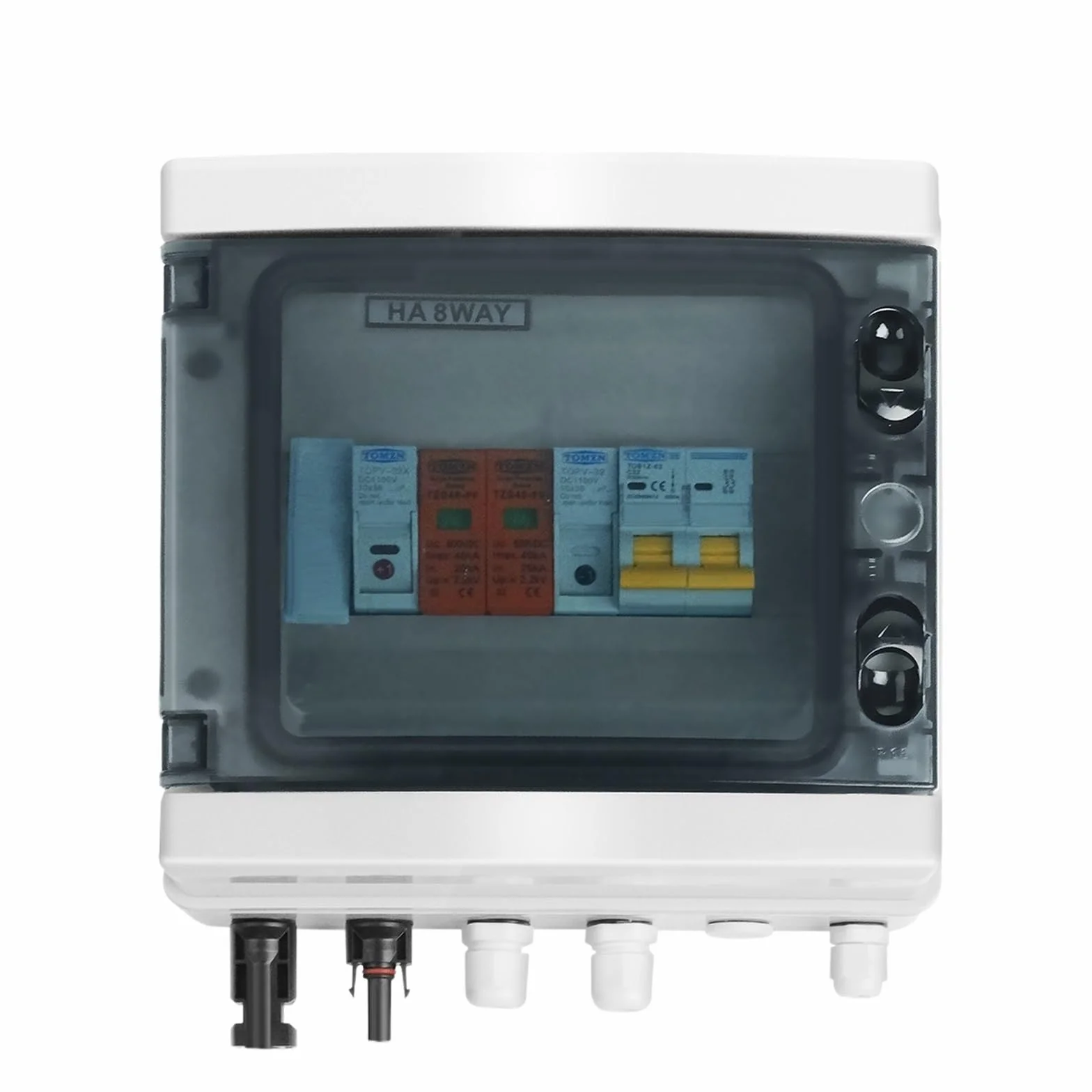Scatola combinatrice solare fotovoltaica, Combinatore solare fotovoltaico fotovoltaico con protezione contro i fulmini 1 ingresso 1 uscita DC 600V Fusibile MCB SPD Scatola impermeabile IP65 Installazi