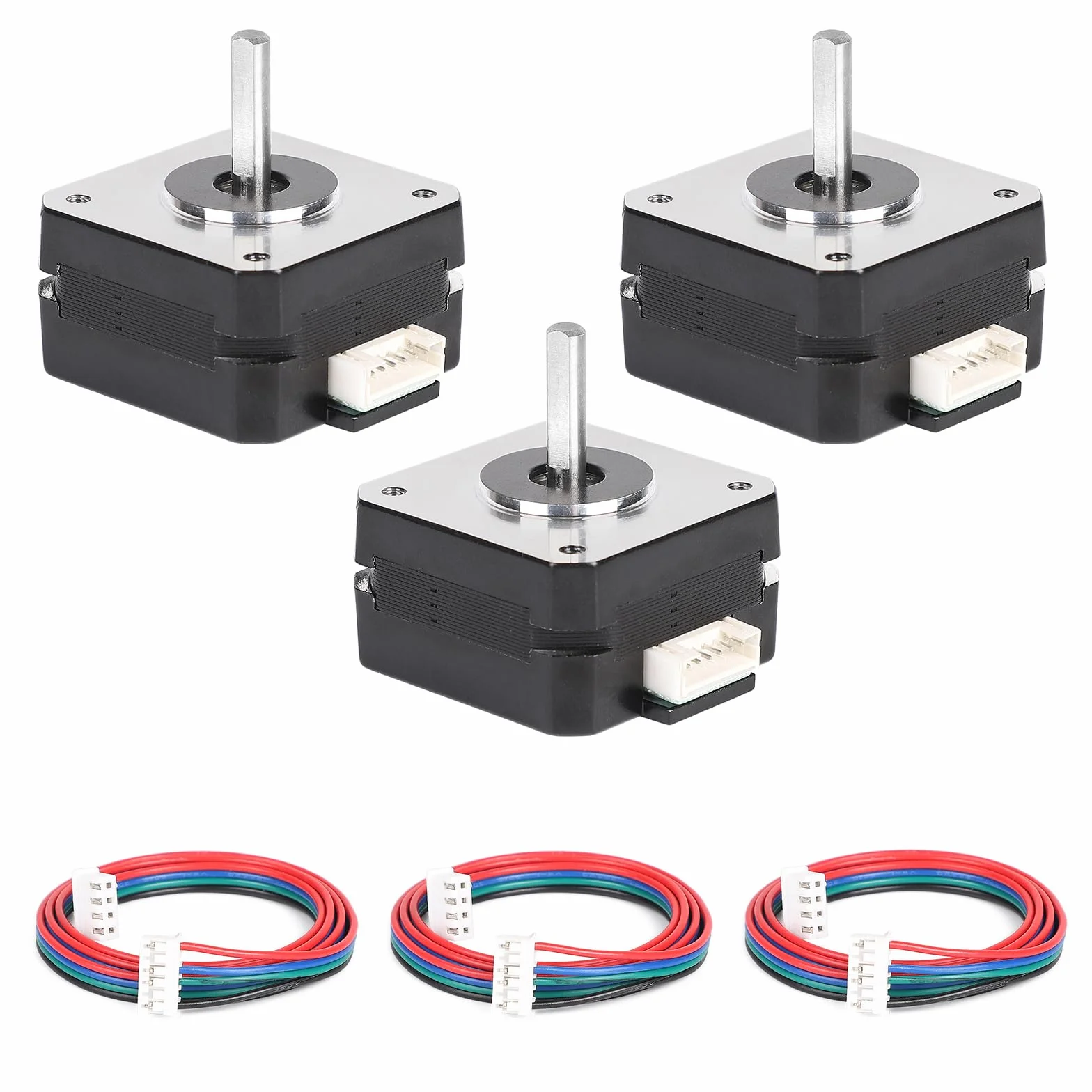 EFUTURETIME 3pcs Motore Passo-Passo Nema 17 42-23, 16 Ncm 1.8° per Giro, 3,6 V/1A 2 Fasi 4 Fili con 1m Cavo per Motori di Stampanti 3D, Fresatrici CNC, Bracci Robotici e Incisori Laser