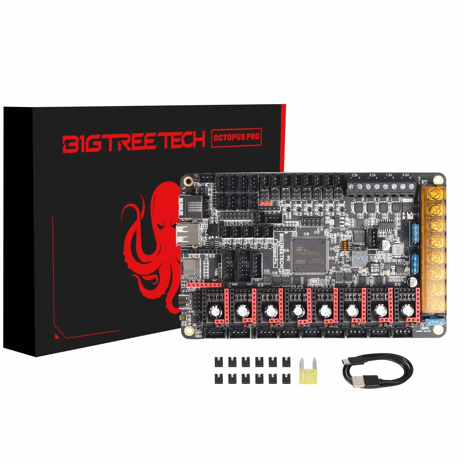 BIGTREETECH Octopus Pro V1.0.1(H723) 32bit Control Board New Upgrade 550Hz STM32H723ZET6 Support Clipper Marlin High Speed Printing 8 Stepper Motor Driver DIY Support Raspberry Pi Octoprint