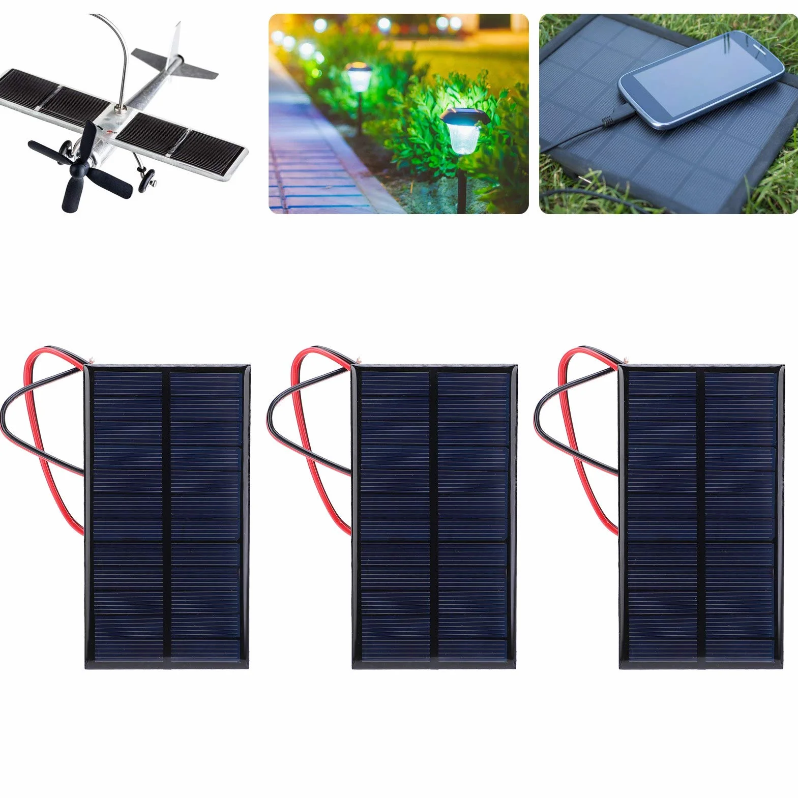 Pannello Solare DC 6V 1W Polysilicon Cella Silicio Caricabatterie Micro Modulo Energetico Rettangolare