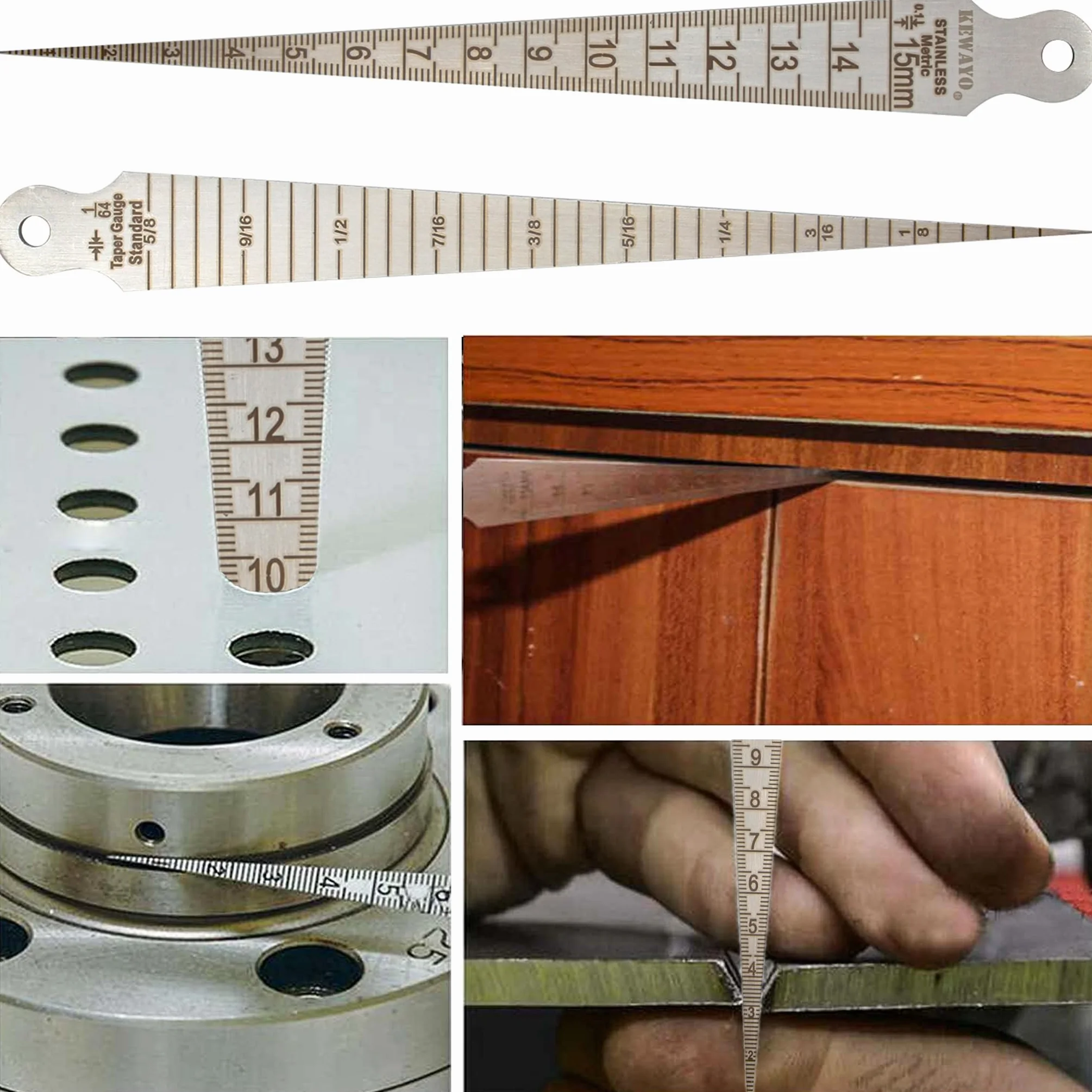Calibro conico da 1 a 15 mm, in acciaio inox, per saldatura, misura fori
