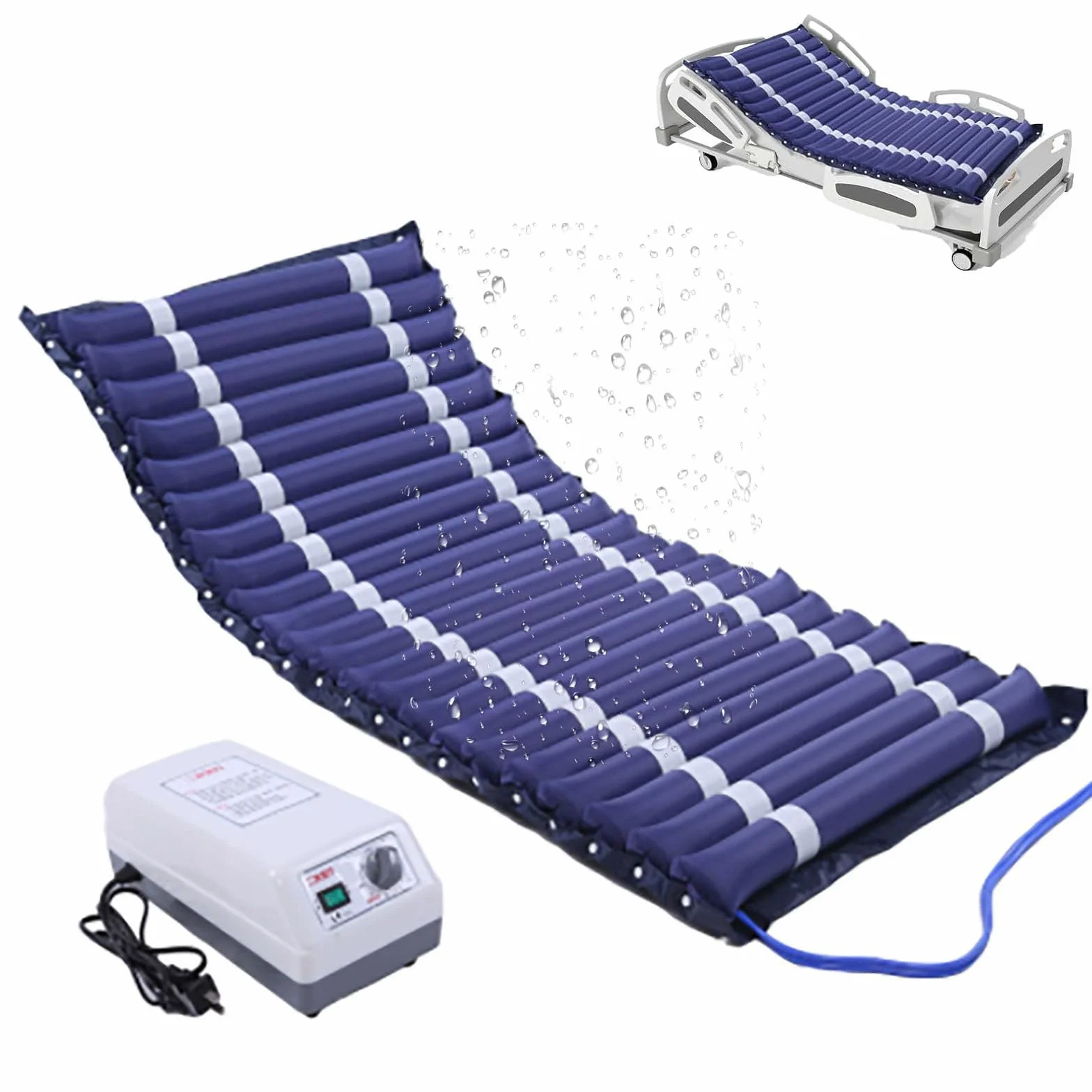 Generico Materasso Antidecubito, Materasso A Pressione Alternata con Pompa per la Prevenzione delle Ulcere da Pressione nelle Cure A Lungo Termine Seduta con Cuscino d'Aria Impermeabile,W90cm