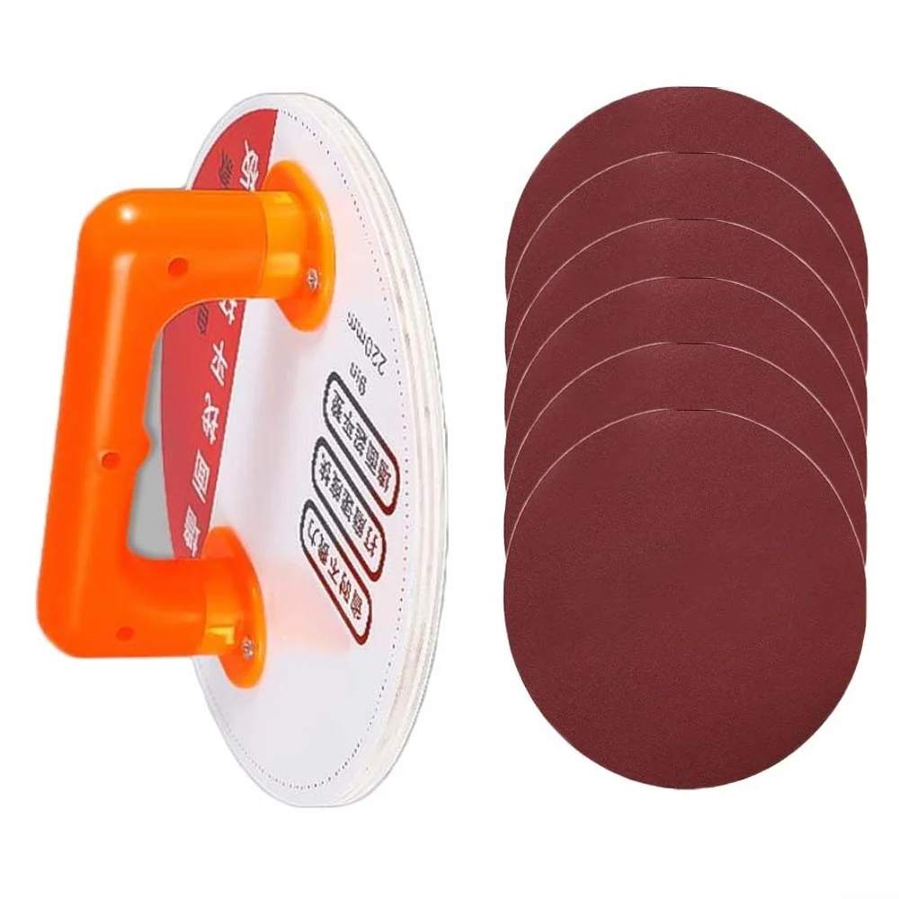 Supporto autoadesivo per carta vetrata da 22,9 cm con retro floccato antiscivolo, per levigatura a parete e a mano, fogli abrasivi grana 180/240/320, compatibile con levigatrici a disco rotonde (a)