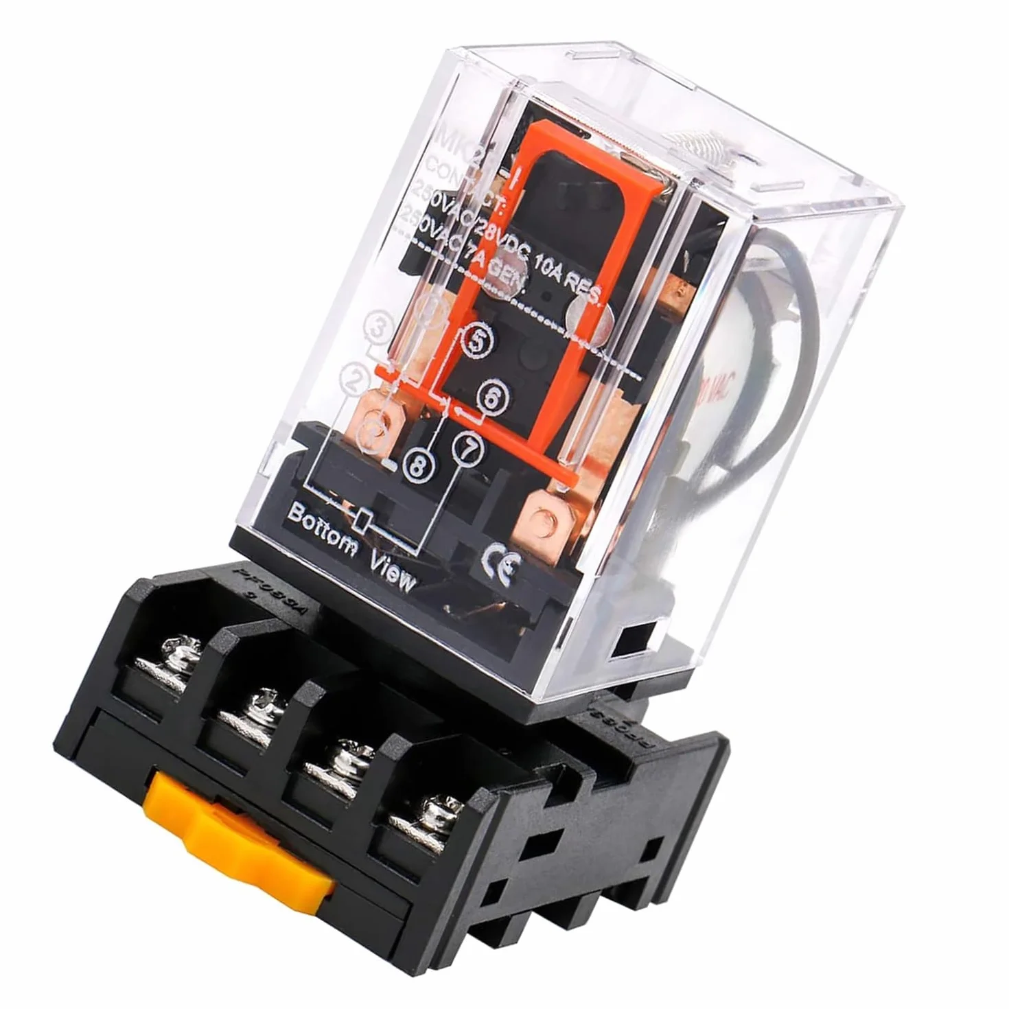 Binghe Rele 220v, Piccolo relè, Relè a doppio scambio,Relè di uso MK2P-I AC 220V bobina DPDT 8 pin con il suo zoccolo plug-in PYF83A Doppio contatto di scambio