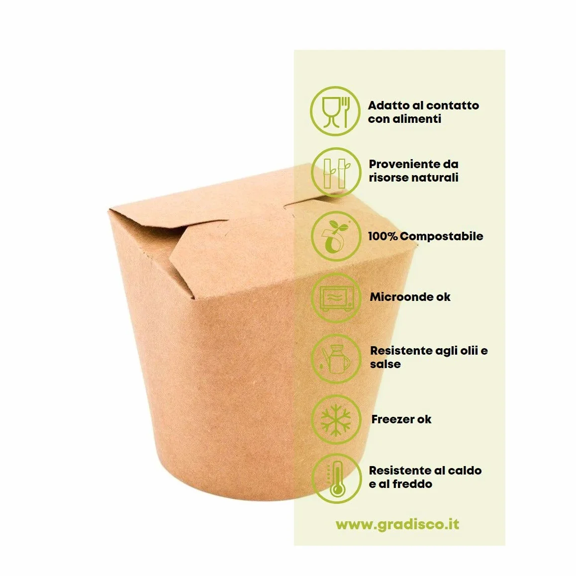 Bio Noodle Box Scatole da Asporto 480ml – 50 Pezzi Kraft Cartone con Coperchio Pieghevole