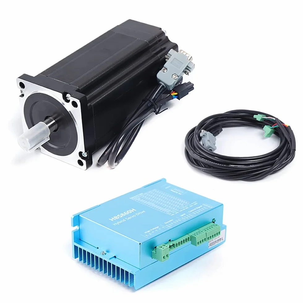 Nema34 - Kit motore passo-passo Closed Loop, 12 Nm 8A HBS86H Closed Loop Stepper Motor Driver DSP, set di azionamento motore passo-passo per macchina per incisione CNC, adatto per aggiornamenti del
