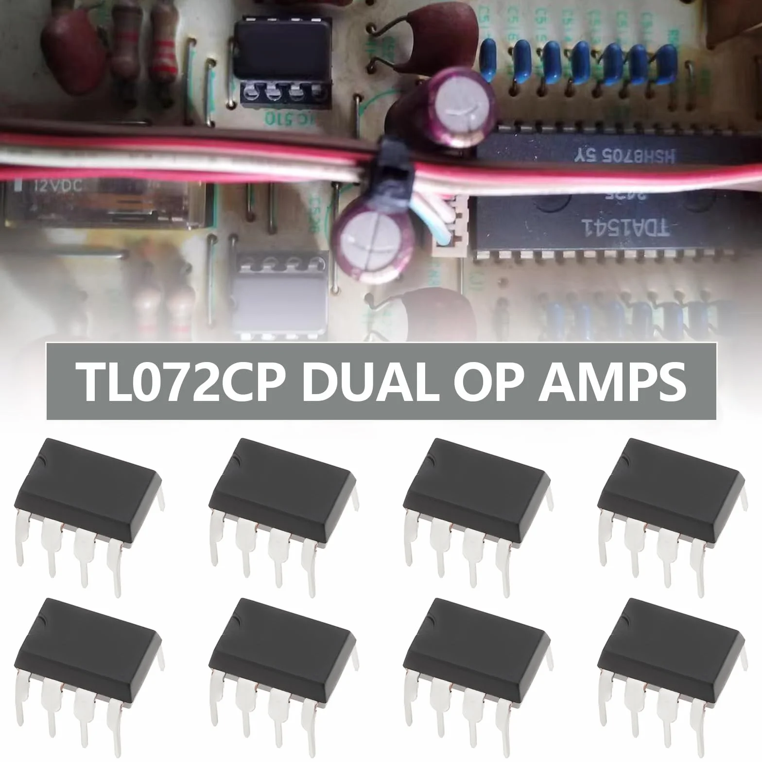10 amplificatori operazionali a basso rumore TL072CP TL072 DIP-8, doppio chip IC OP-AMP con ingresso JFET a basso rumore per componenti di circuito fai da te