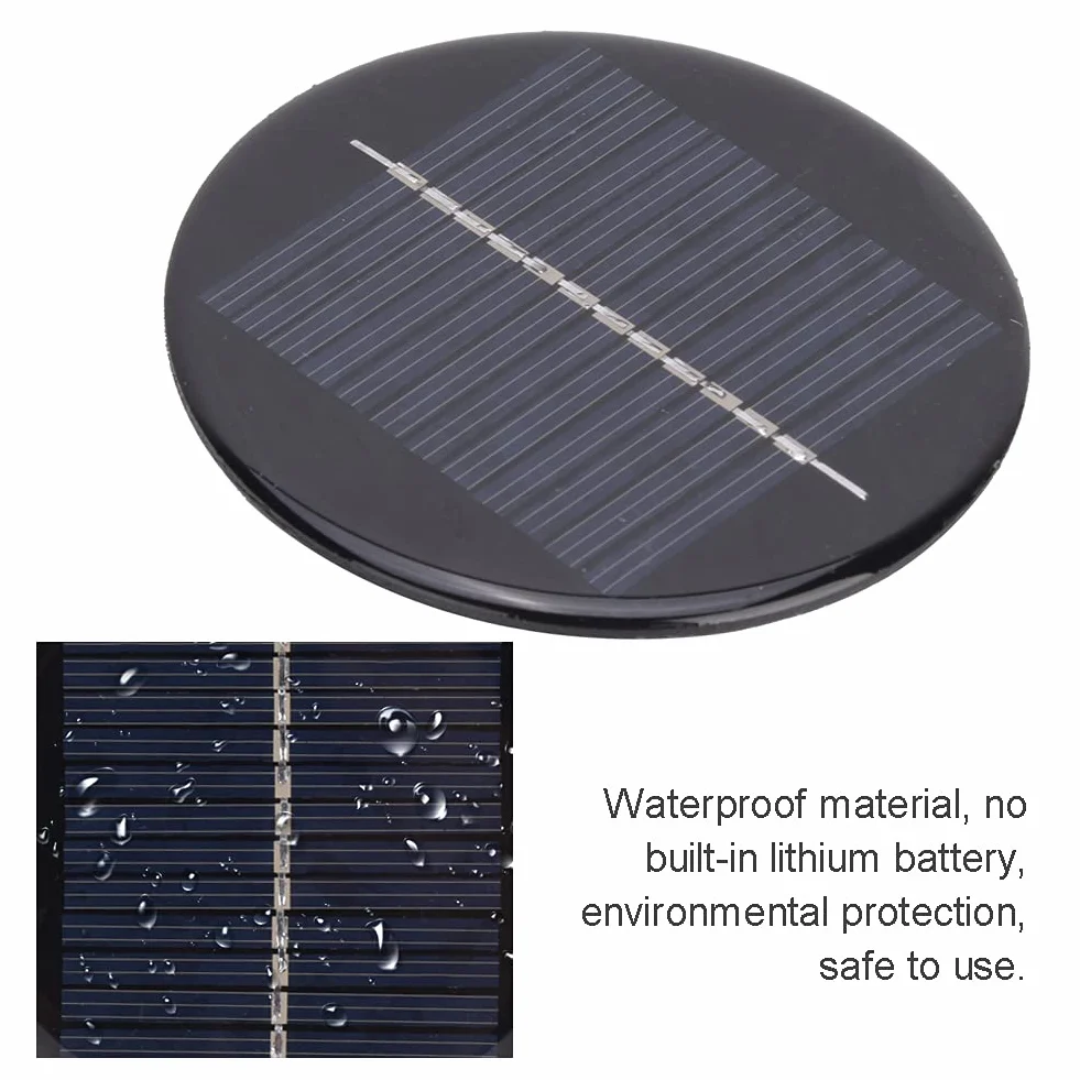 Pannello solare in silicio policristallino rotondo da 6 V e 80 mm, 4 pezzi, cella solare portatile ed efficiente con stabilizzazione della tensione, piccolo pannello solare leggero