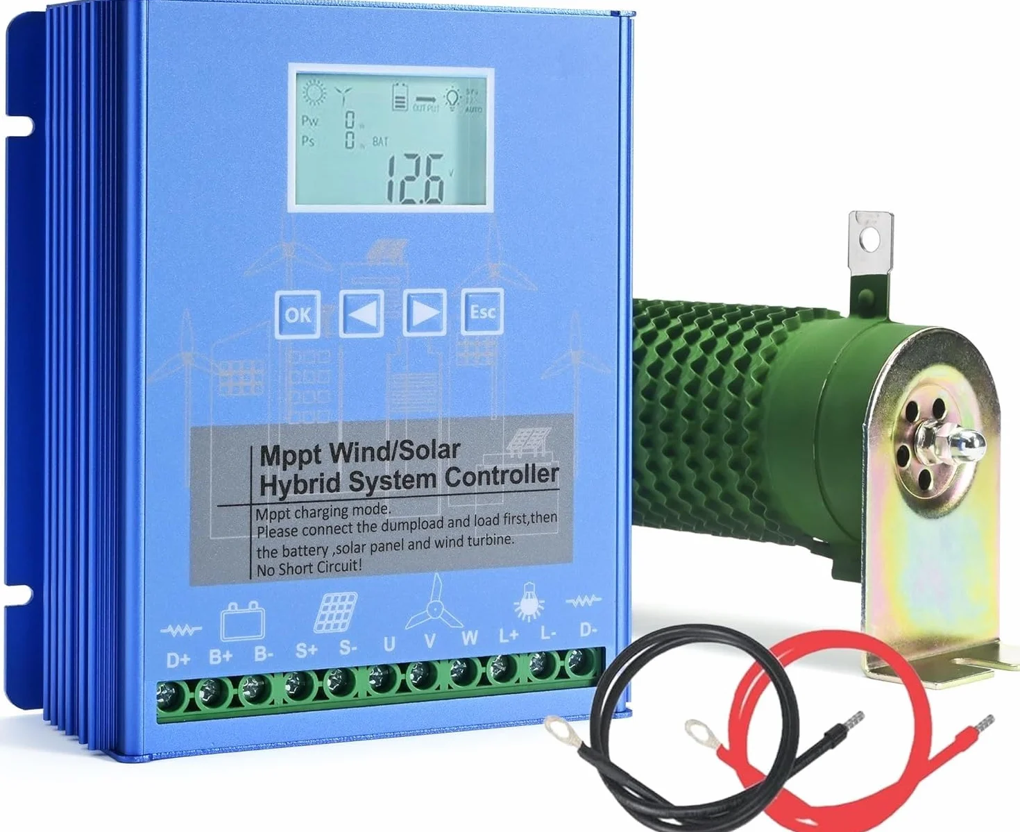 Regolatore di carica ibrido eolico e solare da 6000 W-12000 W, regolatore complementare eolico e solare, ricarica boost Mppt, pannello solare for turbine eoliche(12000W,48V)