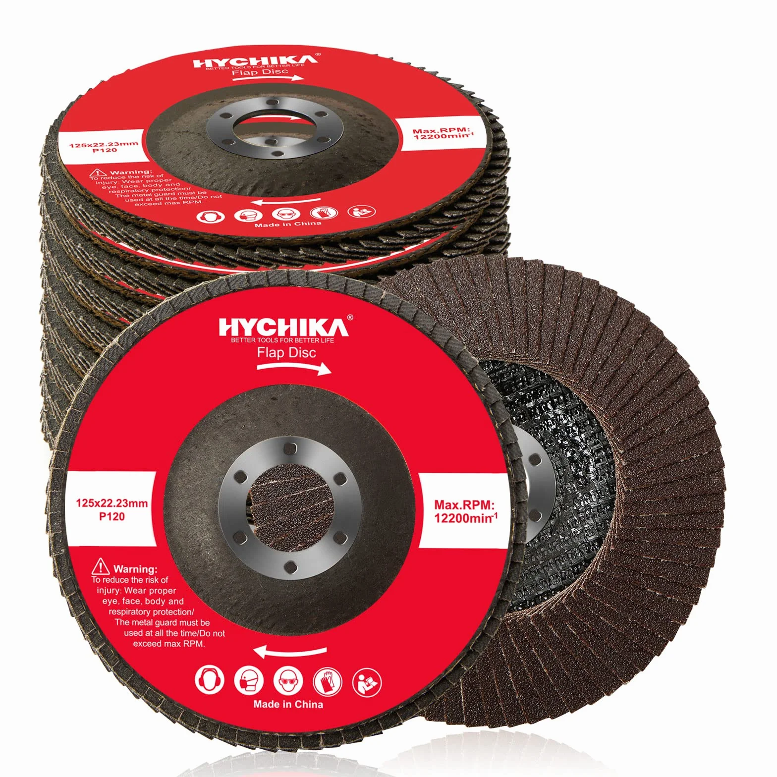 HYCHIKA Disco Lamellare 125mm, 10PC Dischi Lamellari Abrasivi Lamellari, Grana 120, Adatto per Acciaio Inossidabile Metallo e Legno per Smerigliatrice Angolare