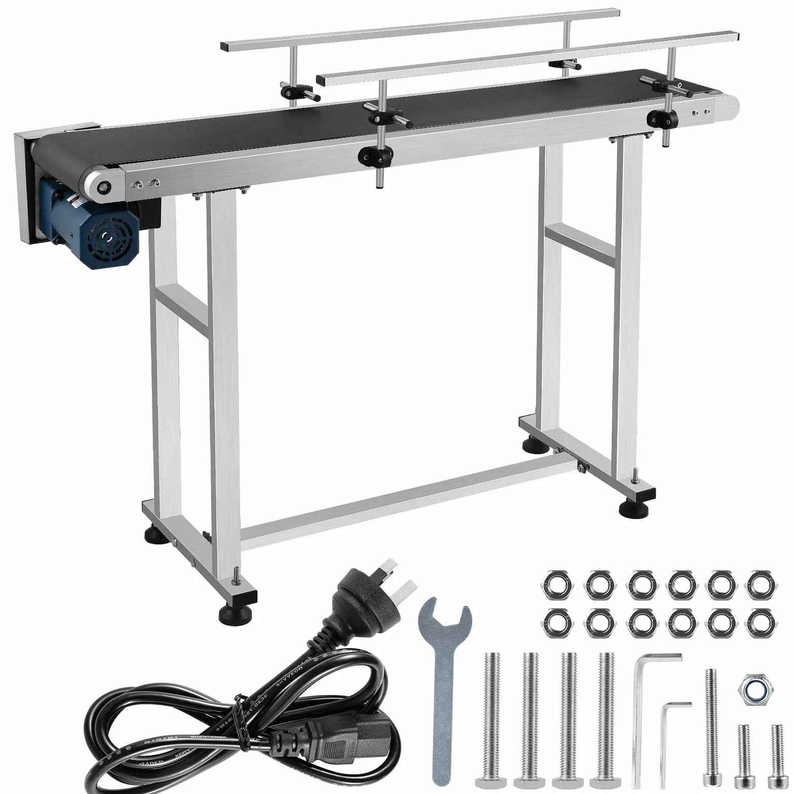 1500x200mm PVC Nastro Trasportatore Per Bottiglie 60W Belt Conveyor Regolabile 25m/min Stampante A Getto D'inchiostro Con Doppia Guardrail Set
