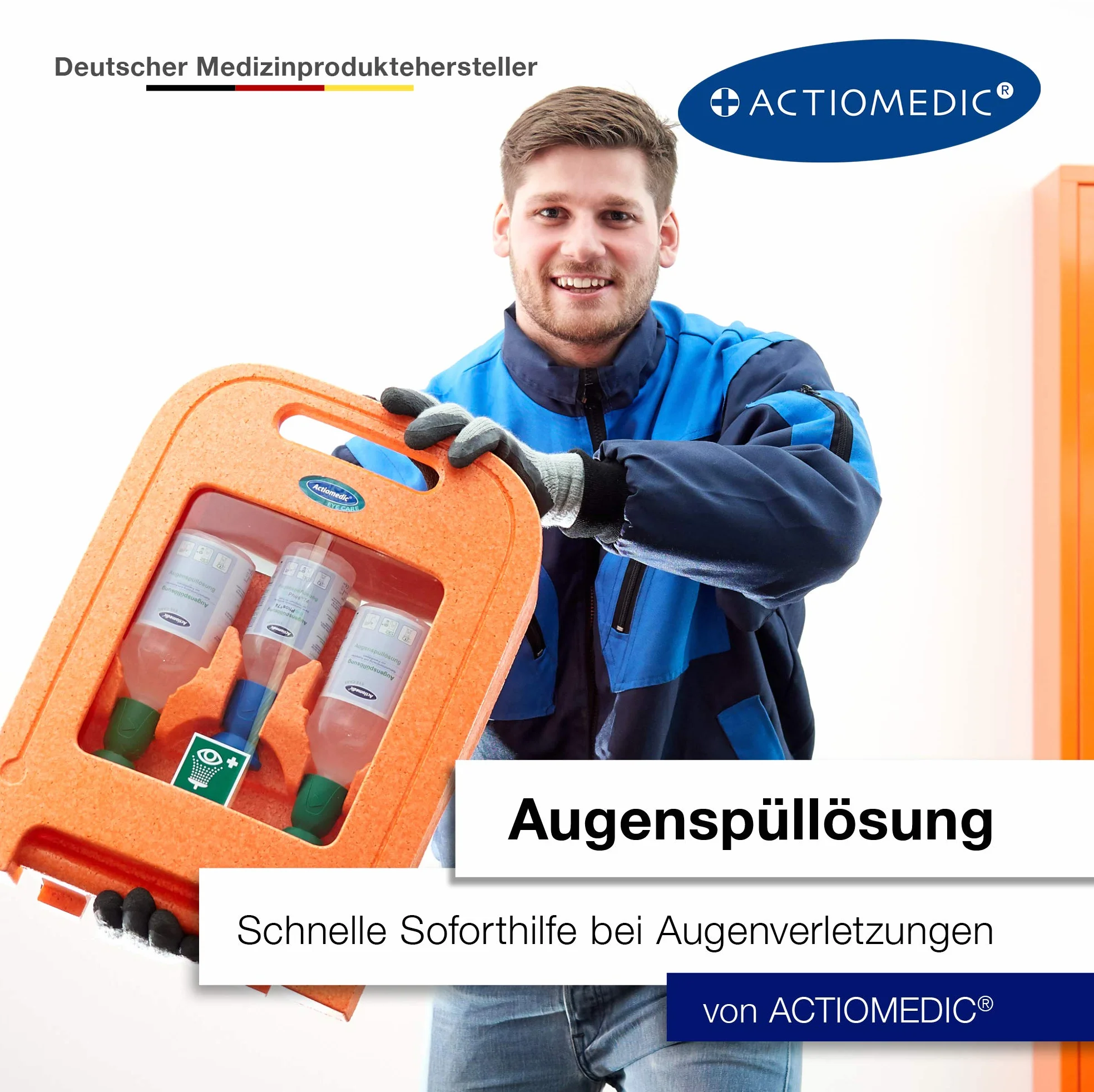 ACTIOMEDIC I Soluzione per lavaggio oculare tamponata ai fosfati BioPhos®74 4,9%, Collirio sterile per rimuovere le sostanze chimiche dagli occhi, Dispositivi primo soccorso, 500 ml