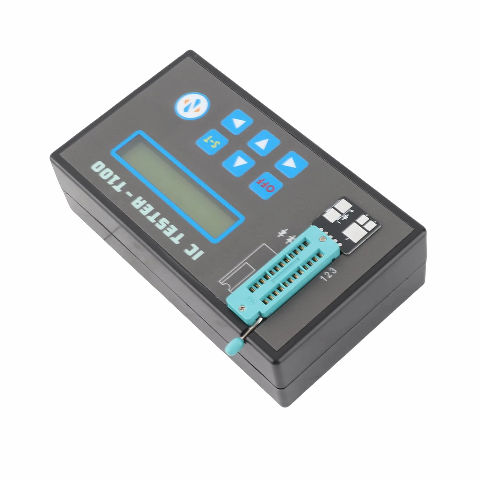 FTVOGUE Tester per Circuiti Integrati, Tester per Chip Multifunzione ABS con 2 Basi, Test Chip Logici Transistor Diodi Amplificatori Operazionali, Strumento Portatile Ricaricabile da 800 MAh per (Un