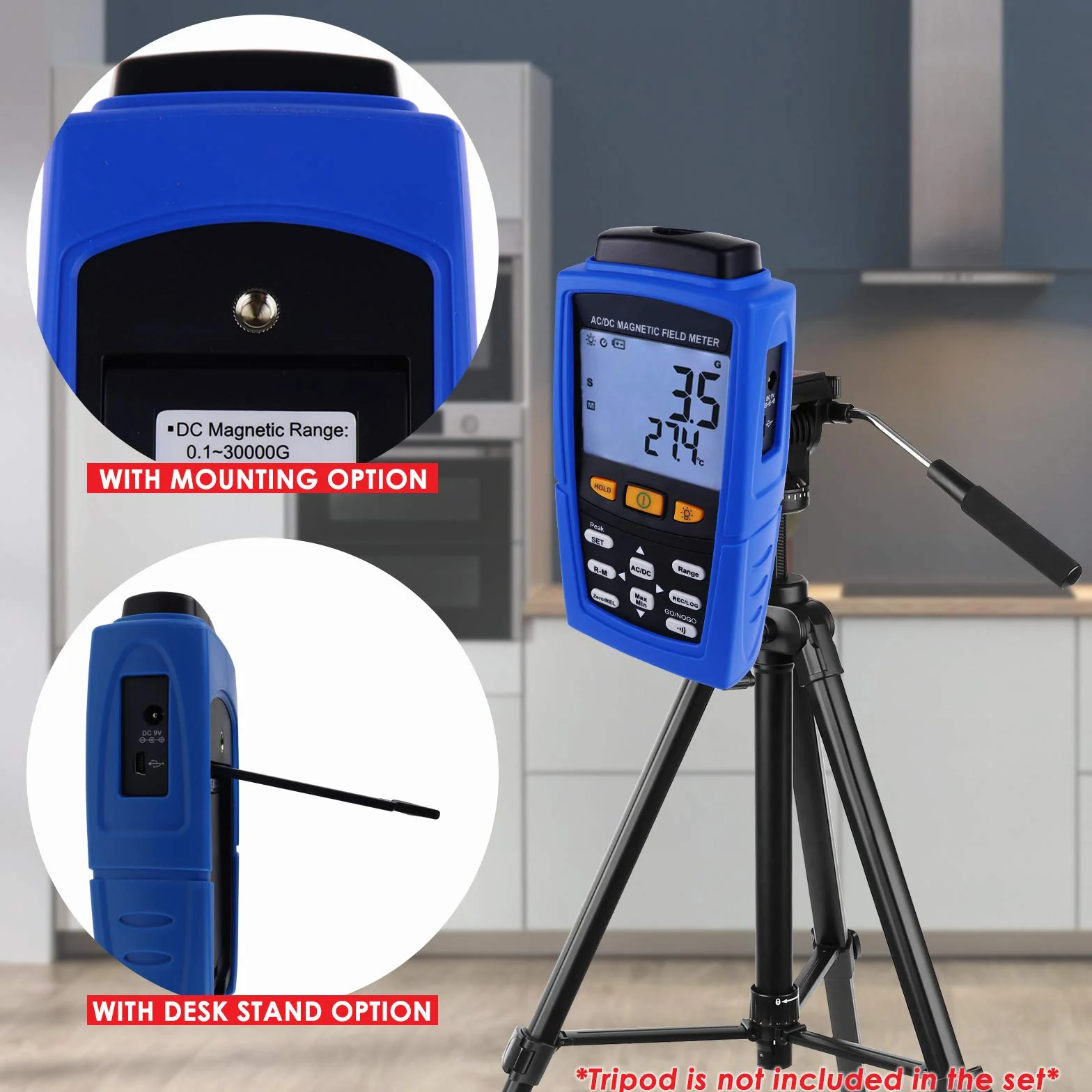 Professionale AC/DC Gaussmeter Magnetico Campo Forza Magnetometro 3000mT (30000G) Teslametro Auto/Manuale Registrazione Metro Tester