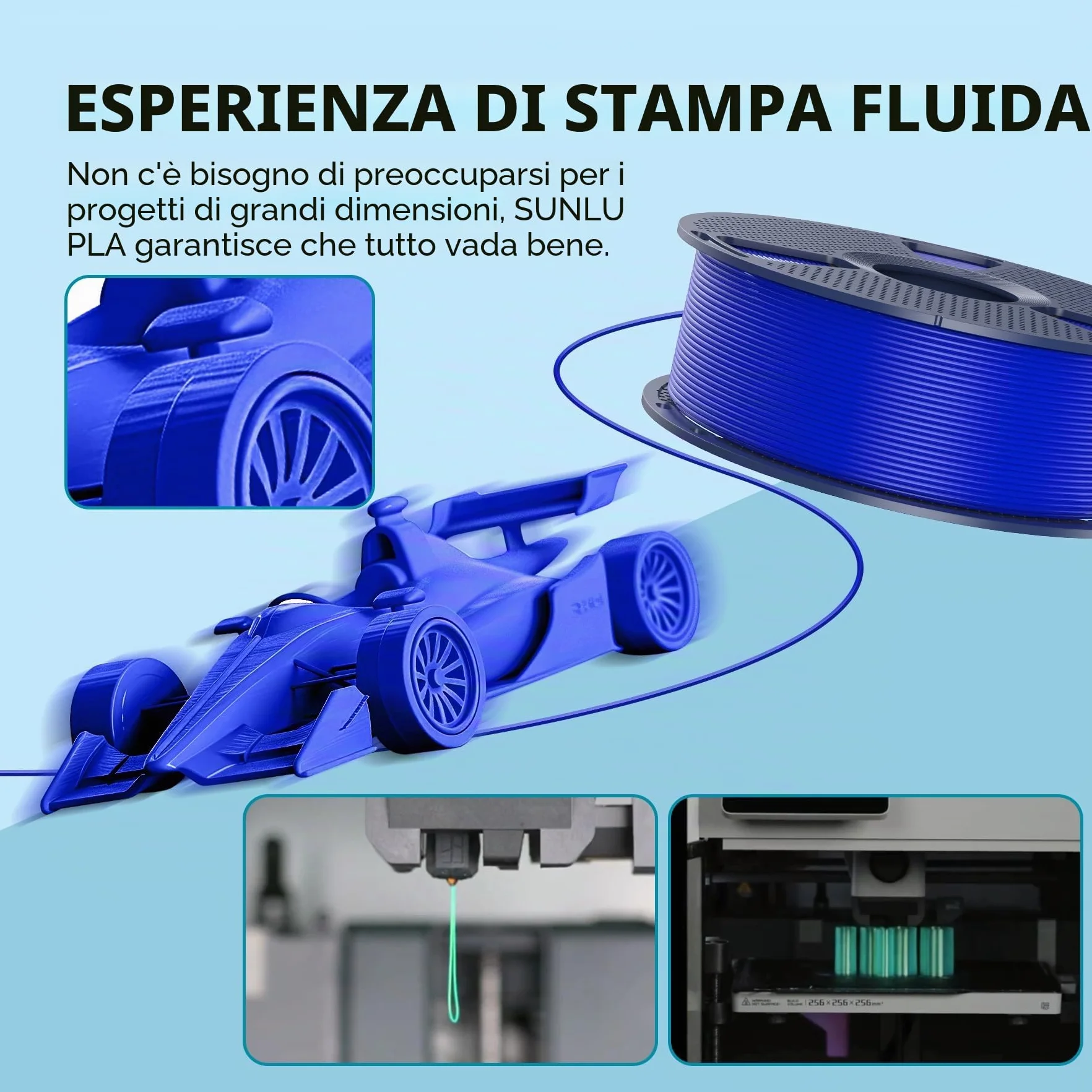 SUNLU PLA Filamento 1,75mm Multicolor 16 Colori 4kg, Confezionato Singolarmente Sottovuoto per Stampanti 3D